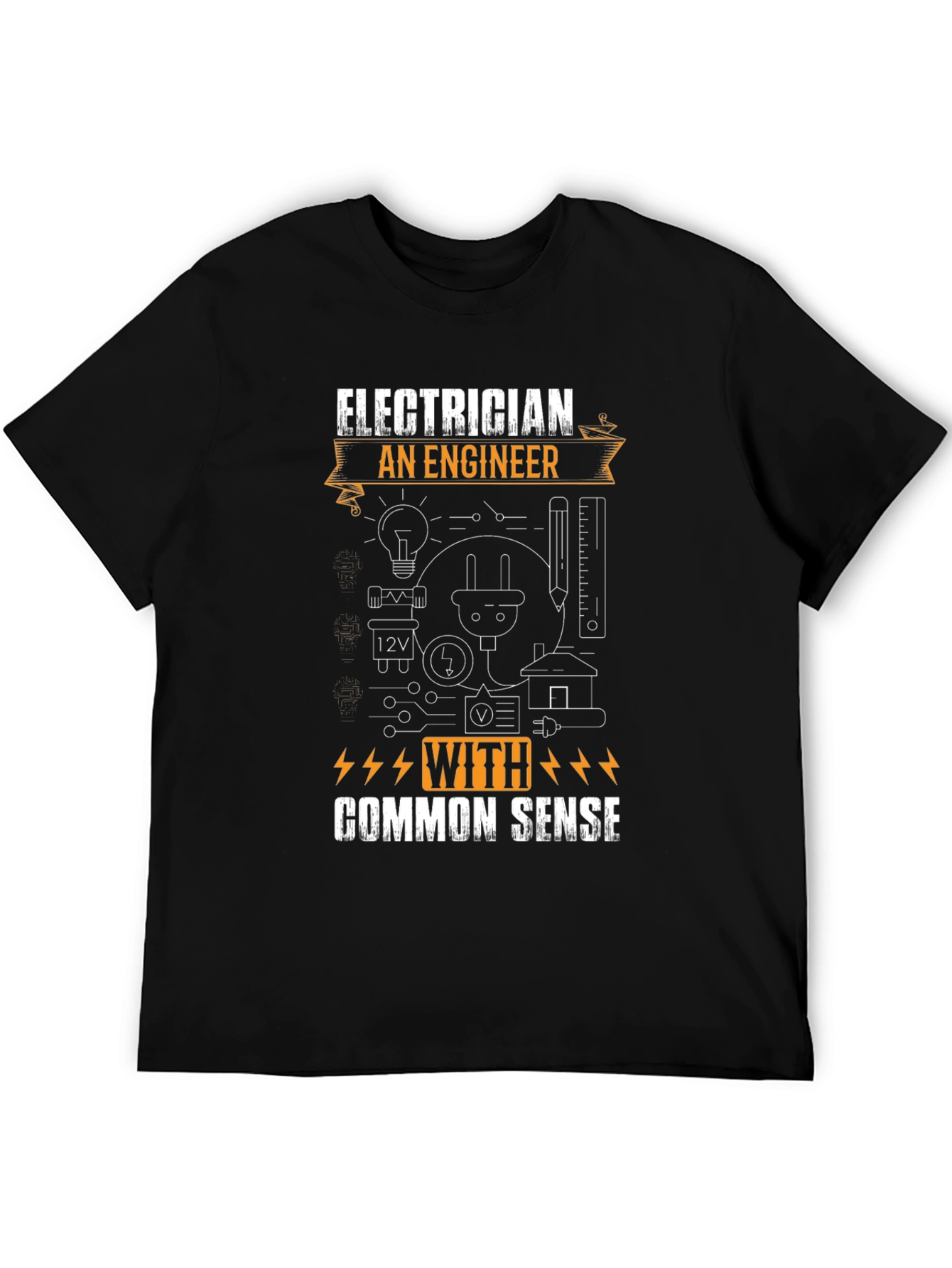 Black Electrician Common Sense Graphic T-Shirt view 5