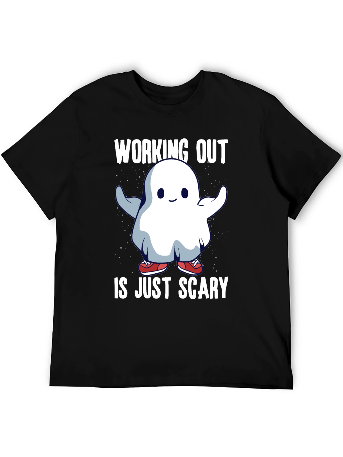 Black Workout Ghost T-Shirt - Scary Gym Humor Tee view 5