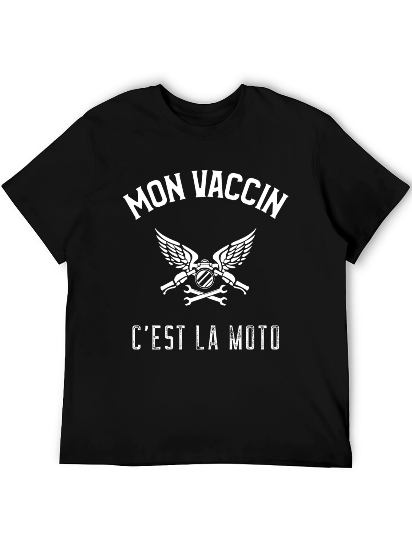 Black Mon Vaccin C'est La Moto T-Shirt - Black Cotton Graphic Tee view 5