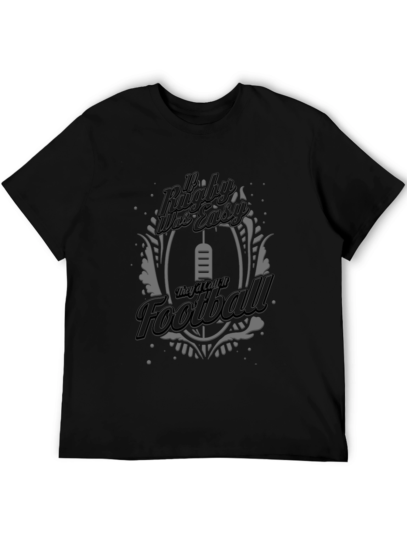 Black Rugby vs Football Graphic T-Shirt view 5