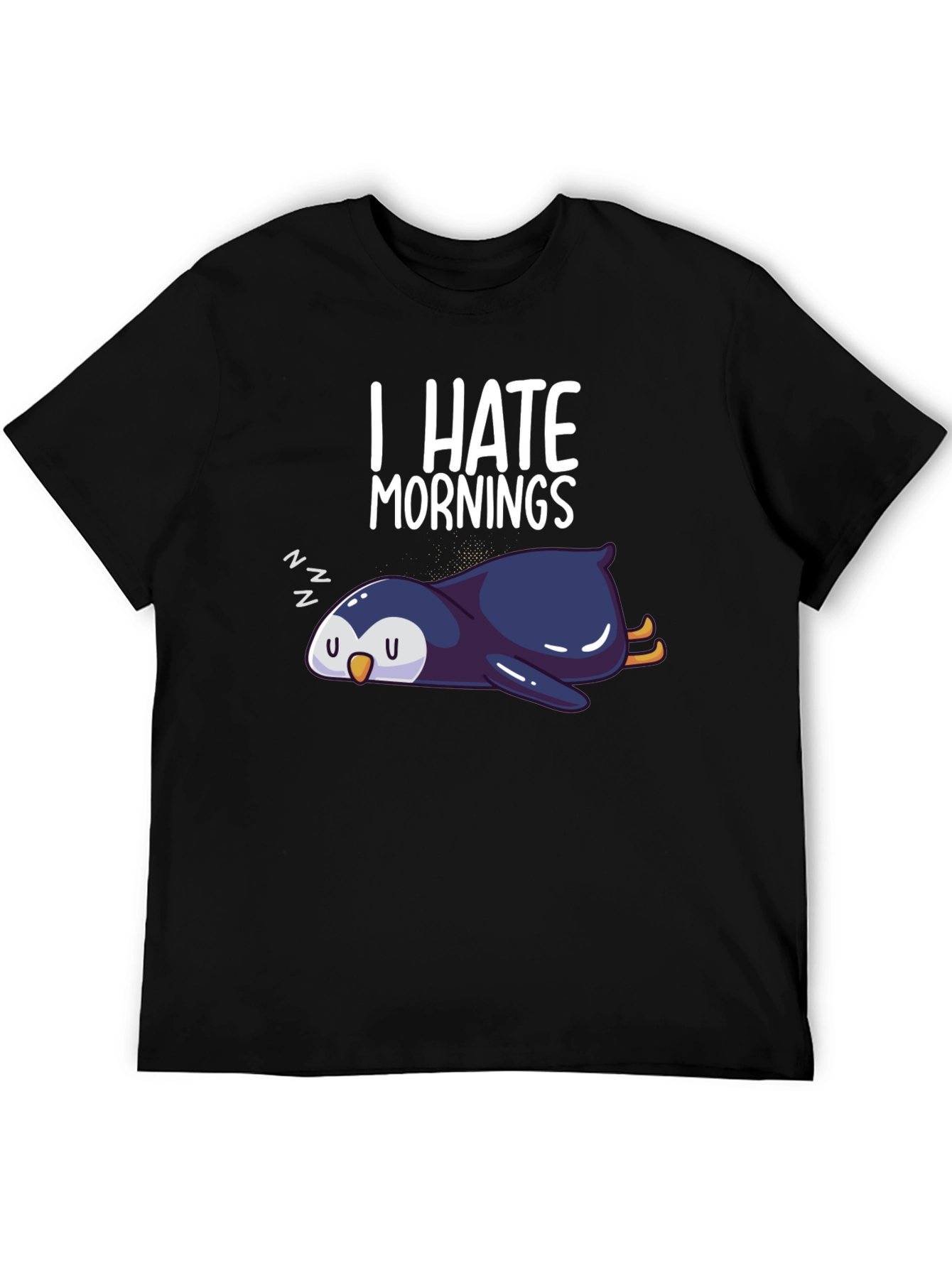 Black I Hate Mornings Penguin Graphic Tee - Black view 5
