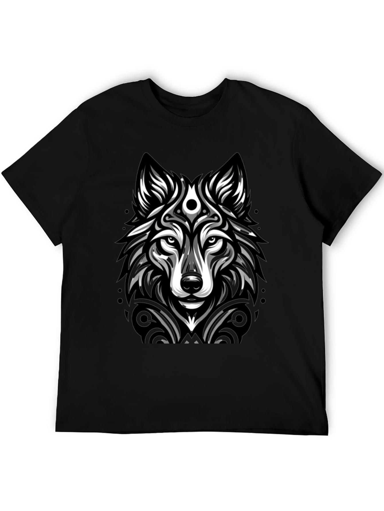 Black Wolf Graphic Print Black T-Shirt view 5