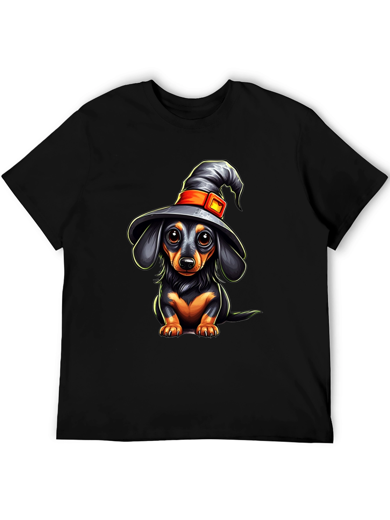Black Witch Dachshund T-Shirt - Halloween Dog Tee view 5