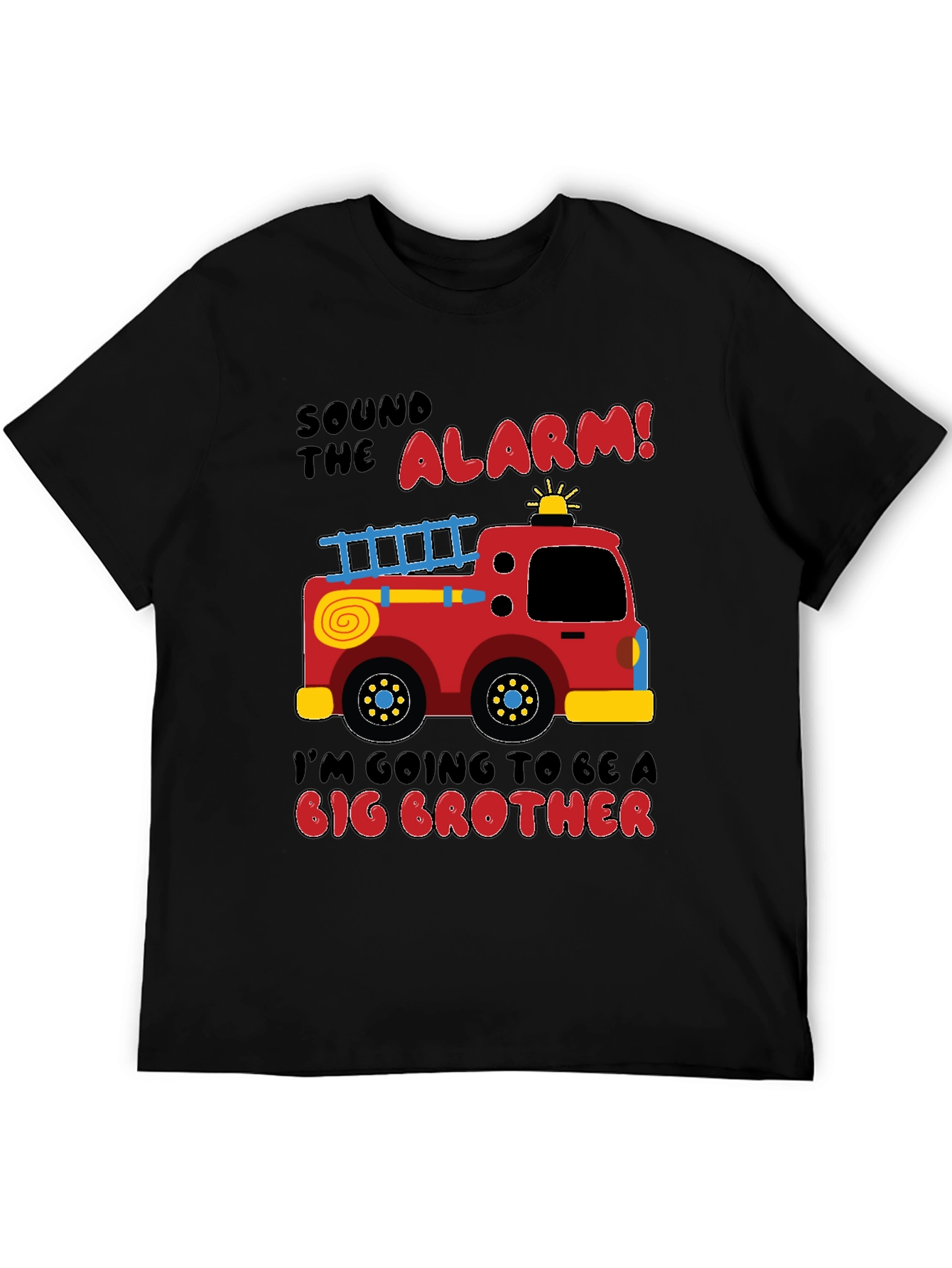 Black Big Brother Firetruck Announcement T-Shirt view 5