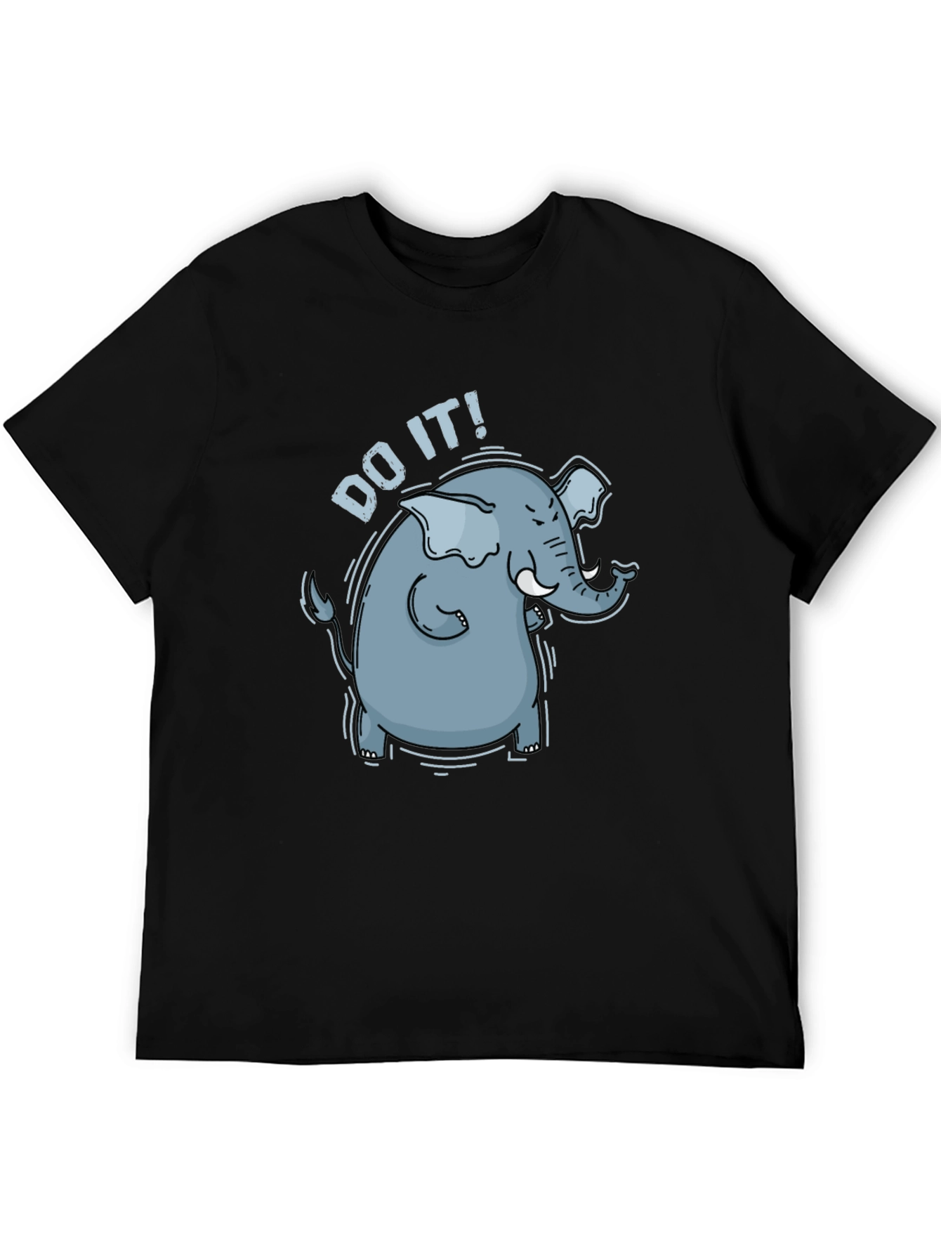 Black Motivational Elephant Graphic Tee - "Do It!" Black T-Shirt view 5