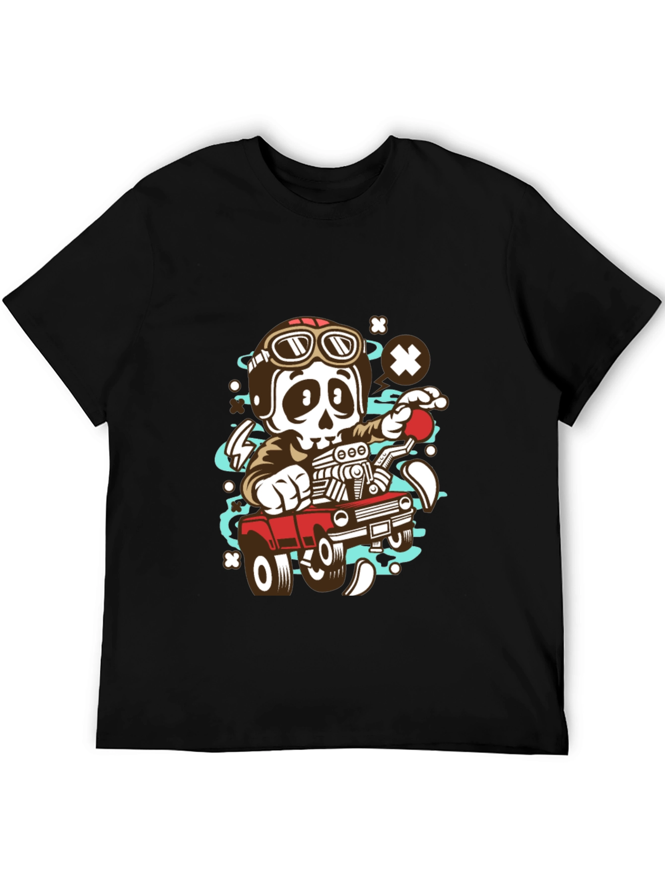 Black Cool Skeleton Driver Graphic T-Shirt view 5