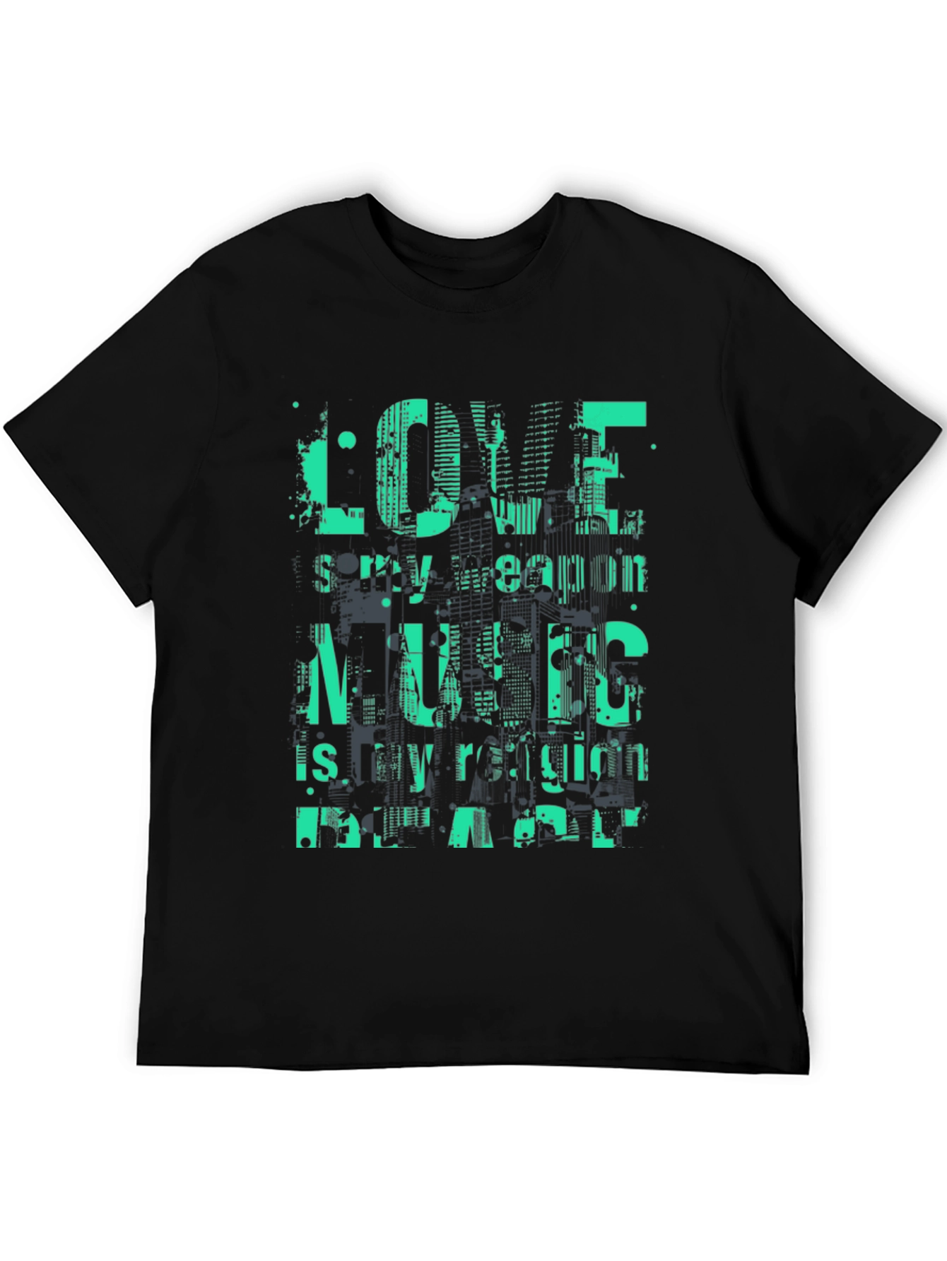 Black Urban Graphic Tee: Love is My Weapon Music is My Religion view 5
