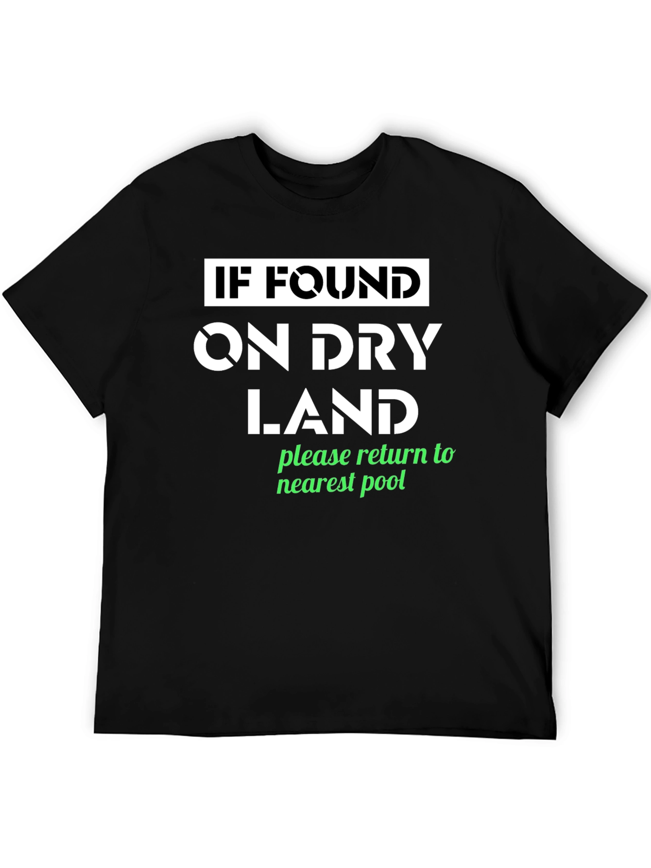 Black Funny Dry Land Pool T-Shirt view 5
