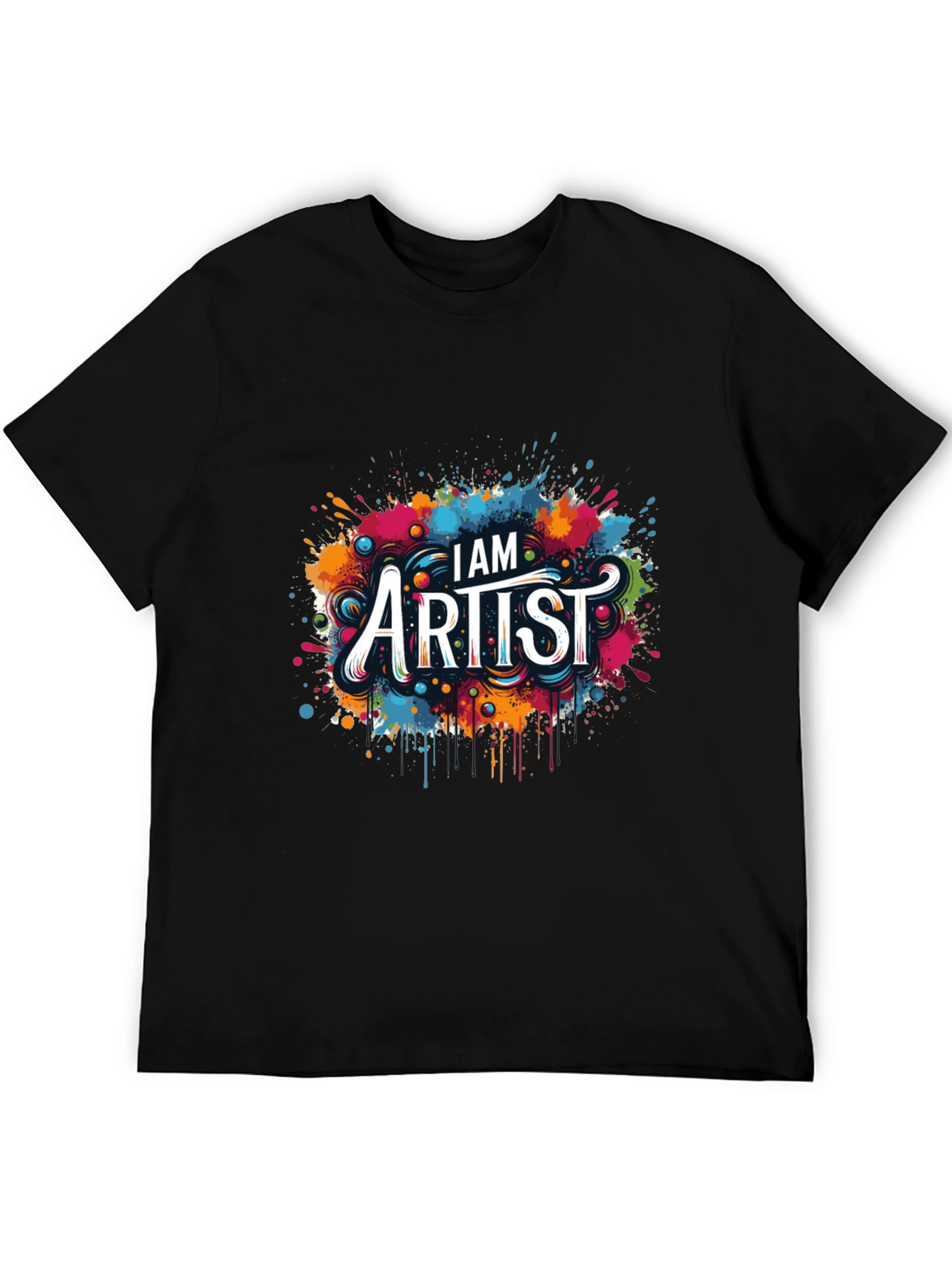 Black I AM Artist Tee: Creative Color Splash Graphic T-Shirt view 5