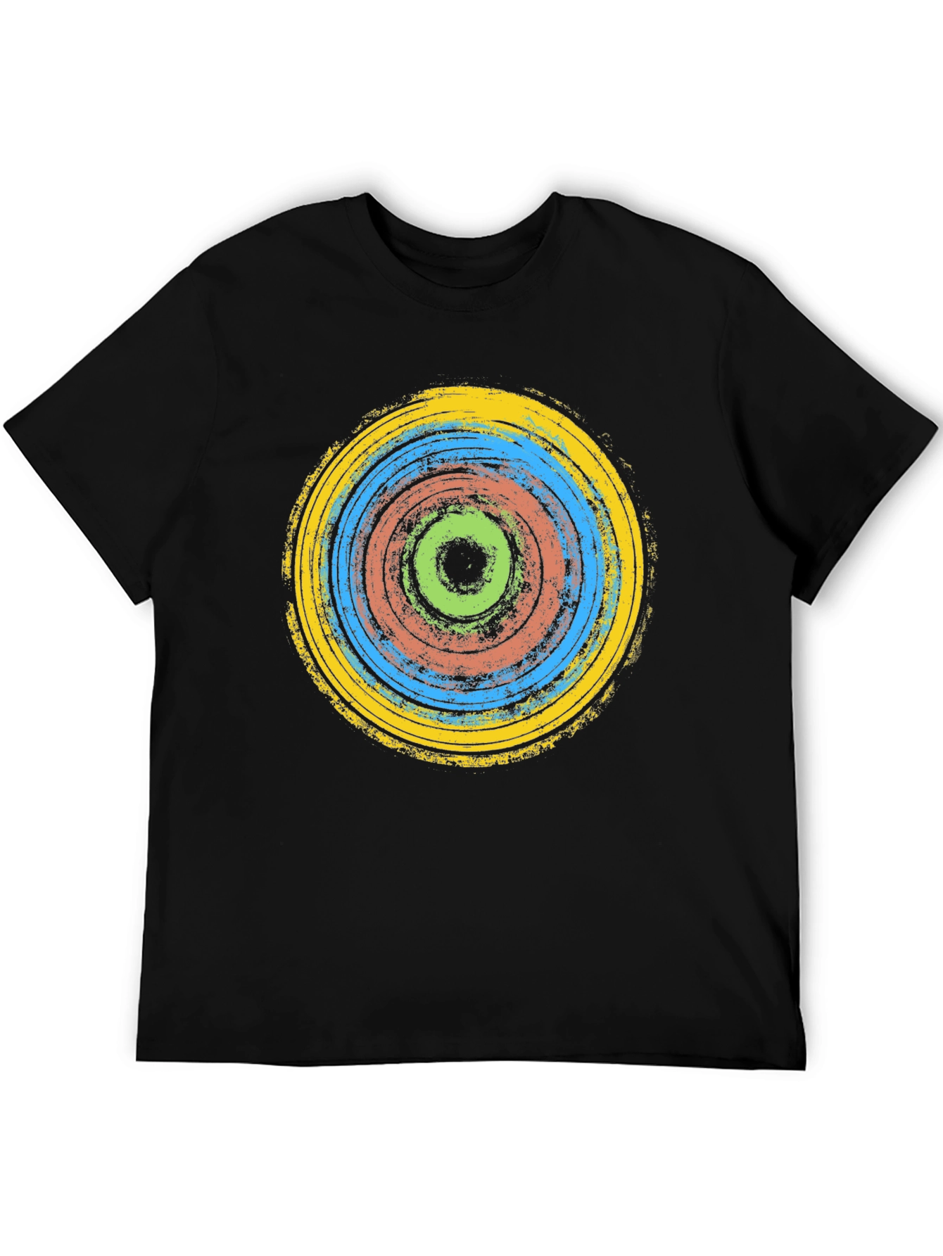 Black Abstract Rings Graphic Tee - Black Cotton T-Shirt view 5