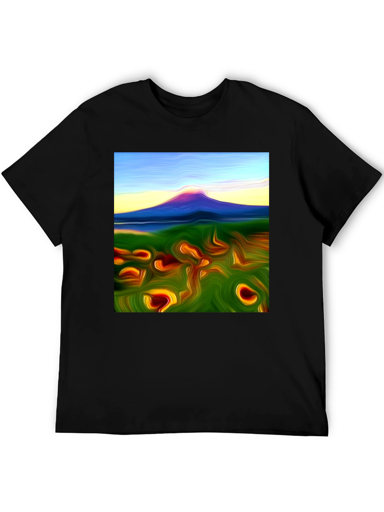 Black Abstract Mountain Graphic Tee - Artistic Style view 5