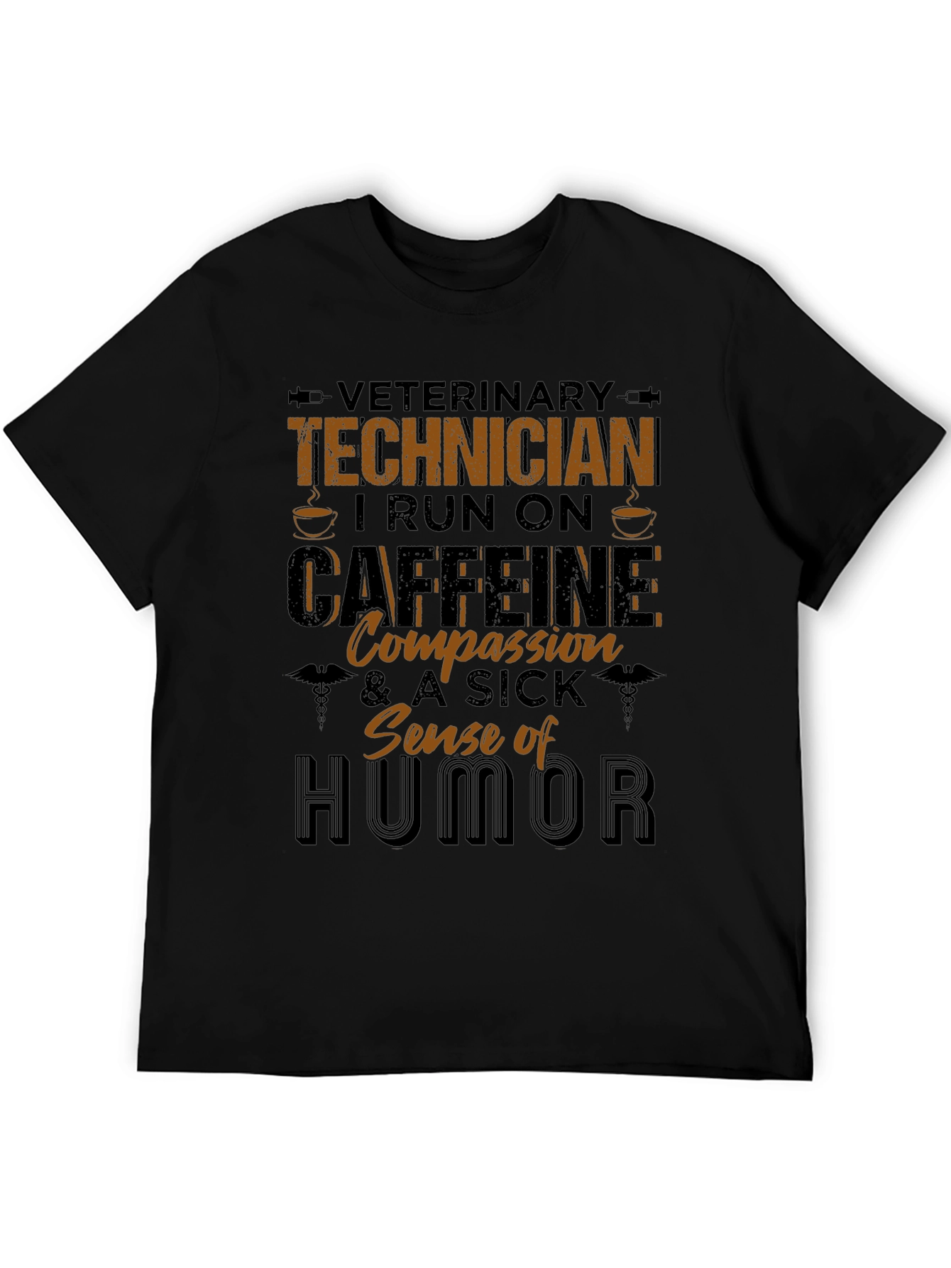 Black Veterinary Technician Caffeine & Humor T-Shirt view 5