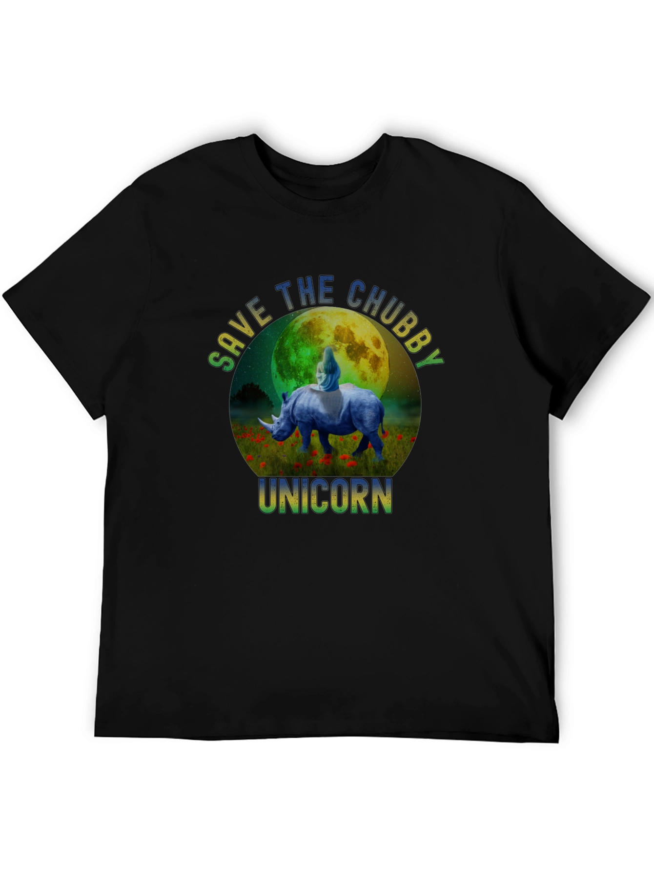 Black Save The Chubby Unicorn Graphic T-Shirt view 5