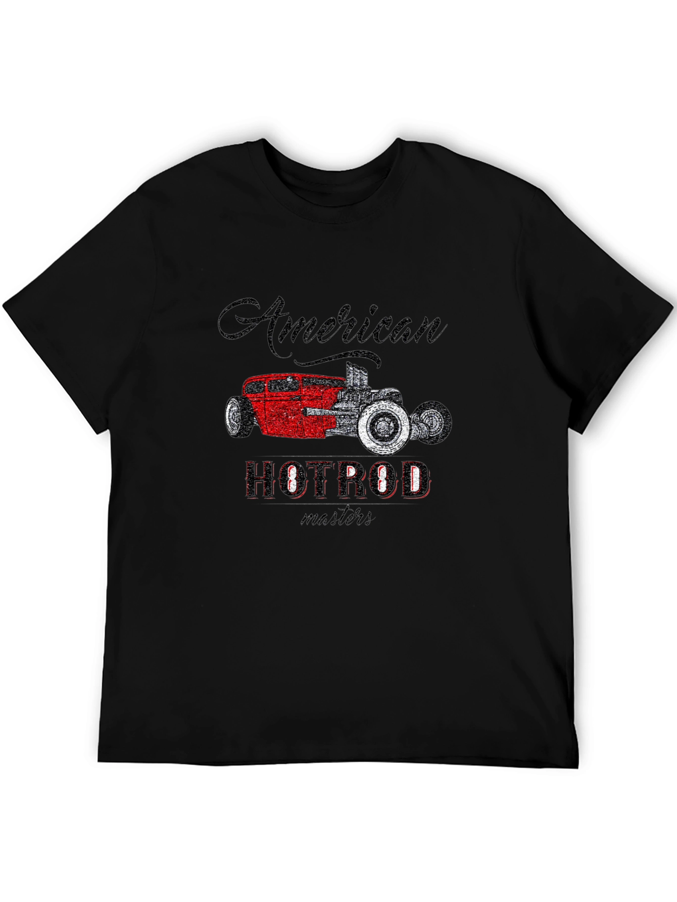 Black American Hot Rod Graphic Tee - Vintage Car Design view 5