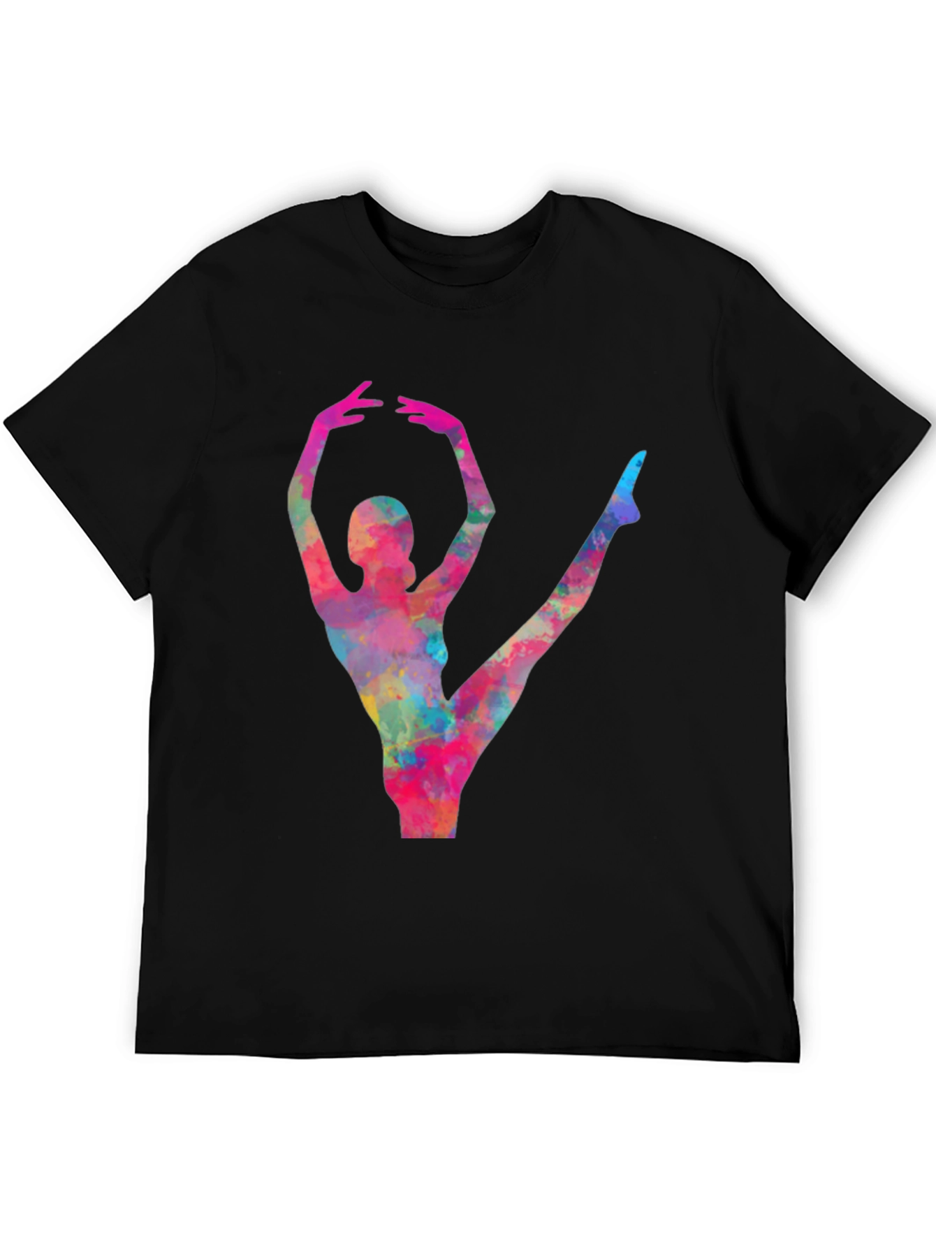 Black Watercolor Ballerina Black T-Shirt view 5