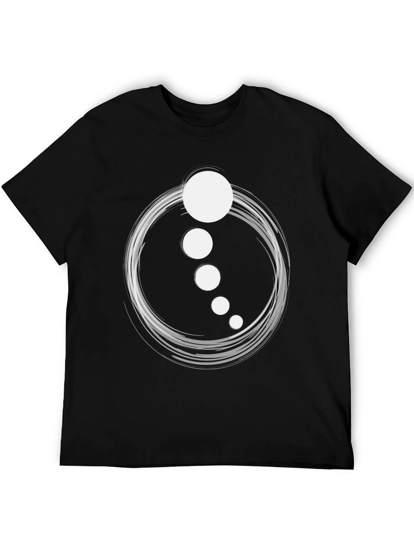 Black Abstract Circle Dot Graphic Tee - Casual Black T-Shirt view 5