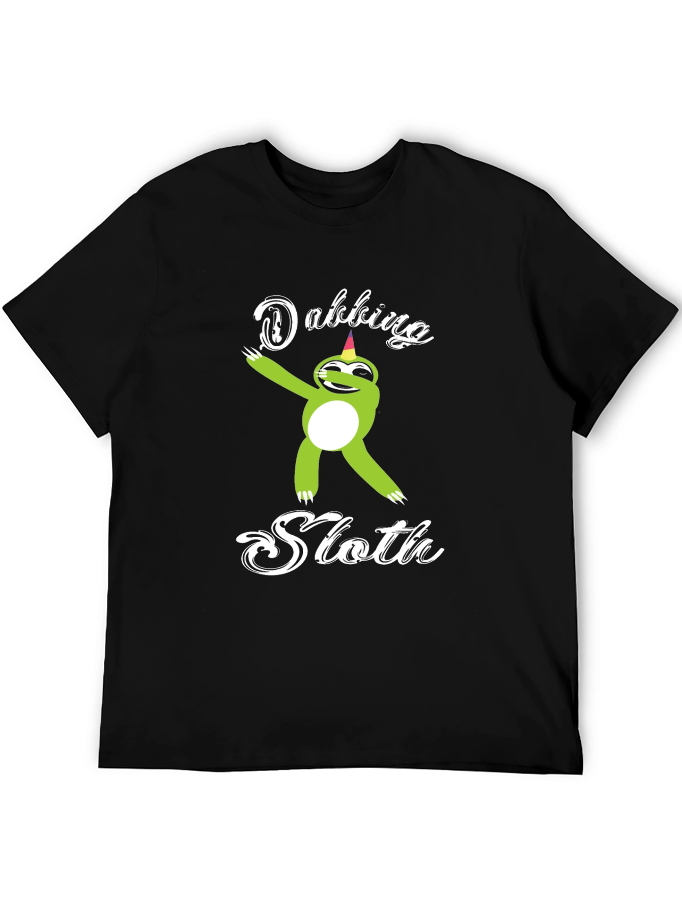 Black Dabbing Sloth Black T-Shirt view 5