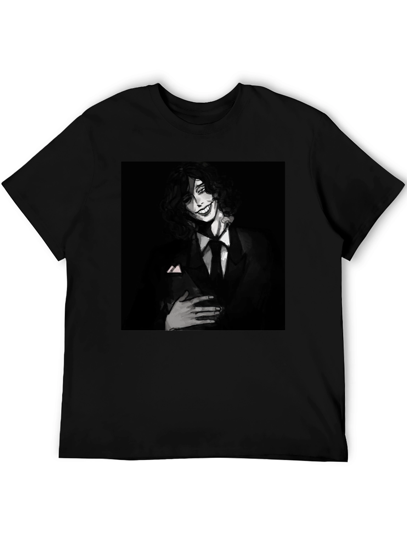 Black Monochrome Joker Graphic Tee - Dark Humor Fashion view 5