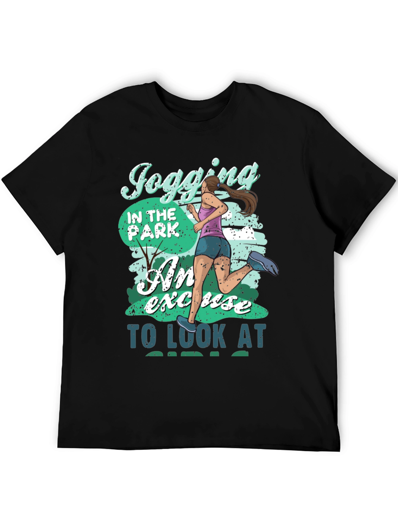 Black Jogging in the Park Funny T-Shirt view 5