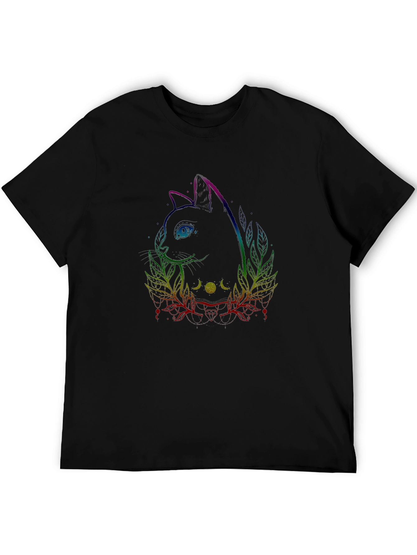 Black Mystic Cat Graphic Tee - Black view 5