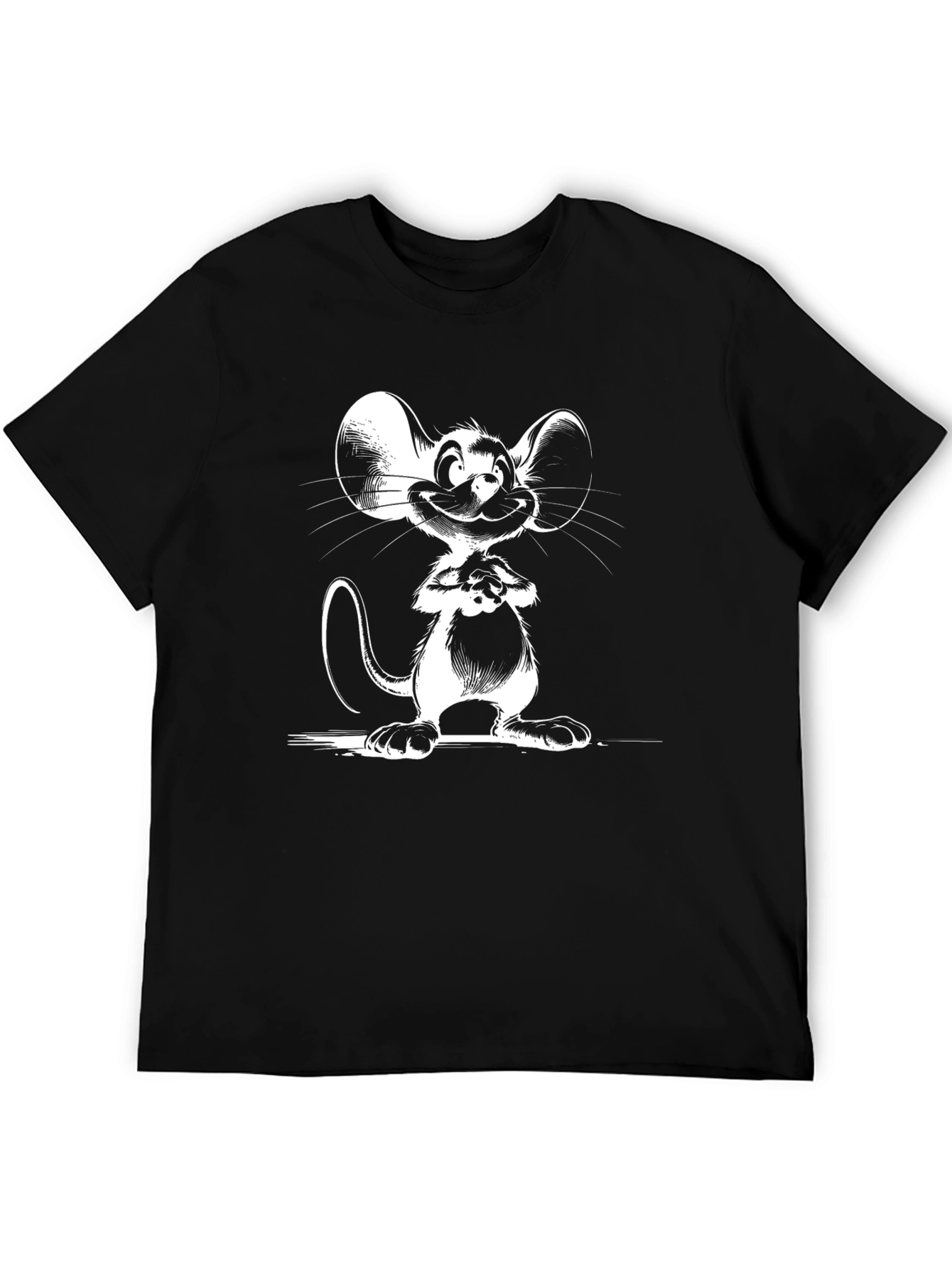 Black Cartoon Mouse Graphic Black T-Shirt view 5