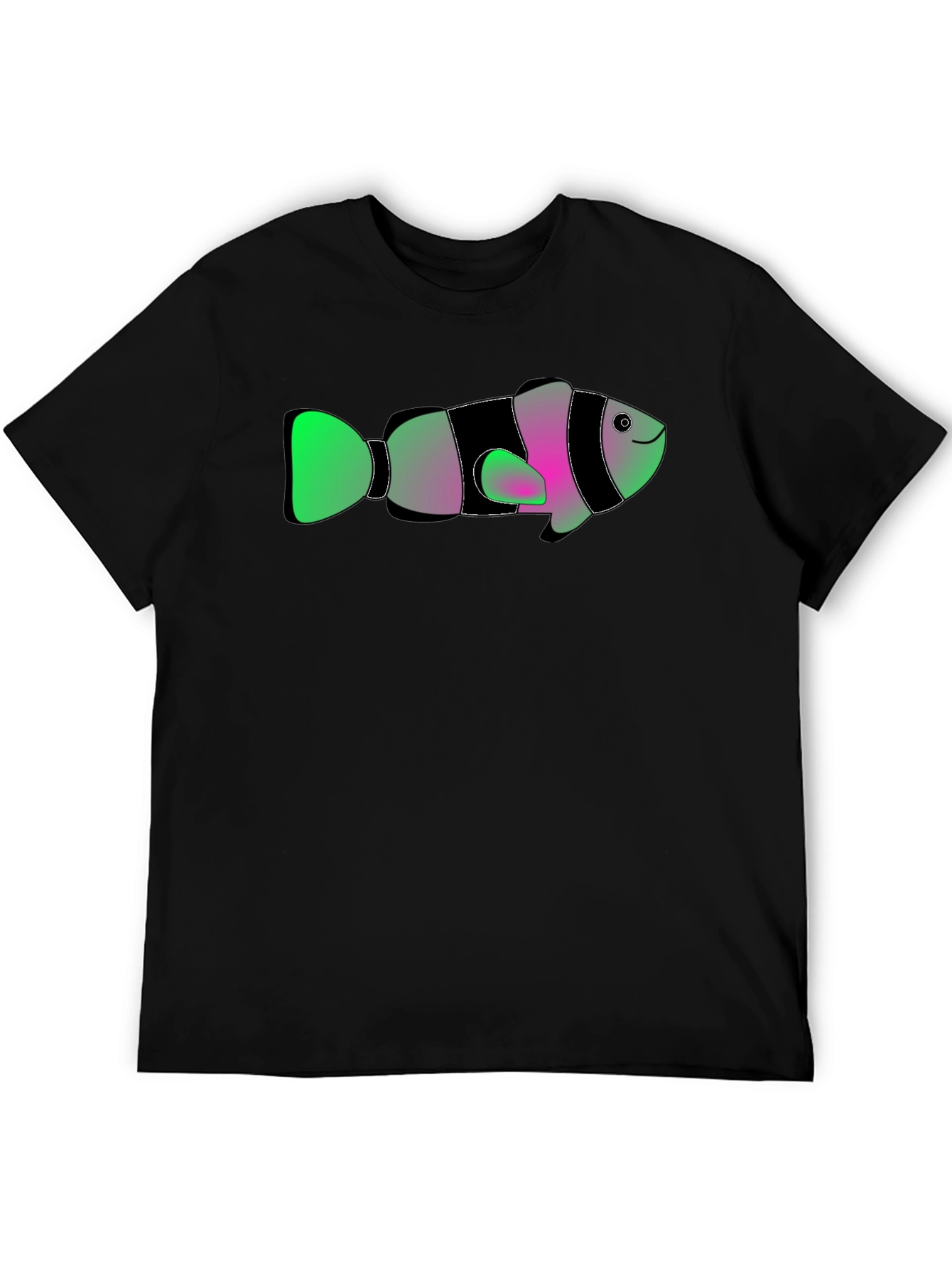Black Funky Fish Graphic Tee - Soft Black Cotton T-Shirt view 5