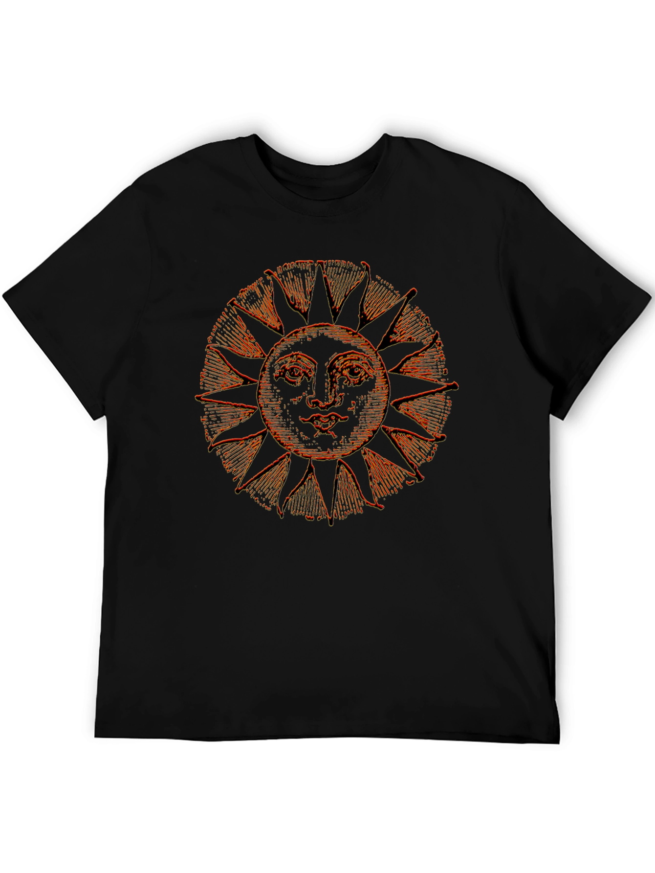 Black Retro Sun Graphic Tee - Black Cotton Blend Shirt view 5