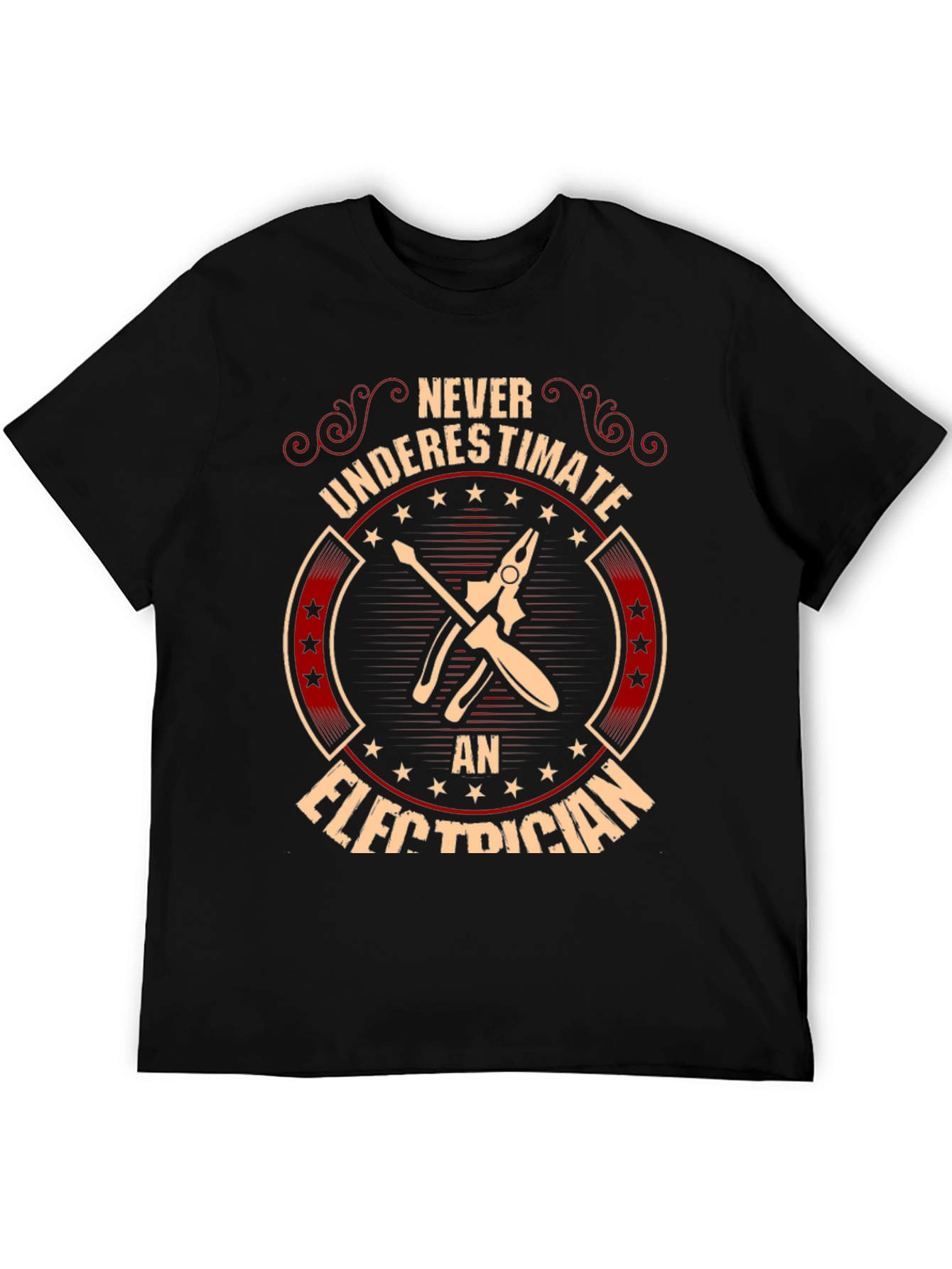 Black Electrician T-Shirt: Never Underestimate view 5