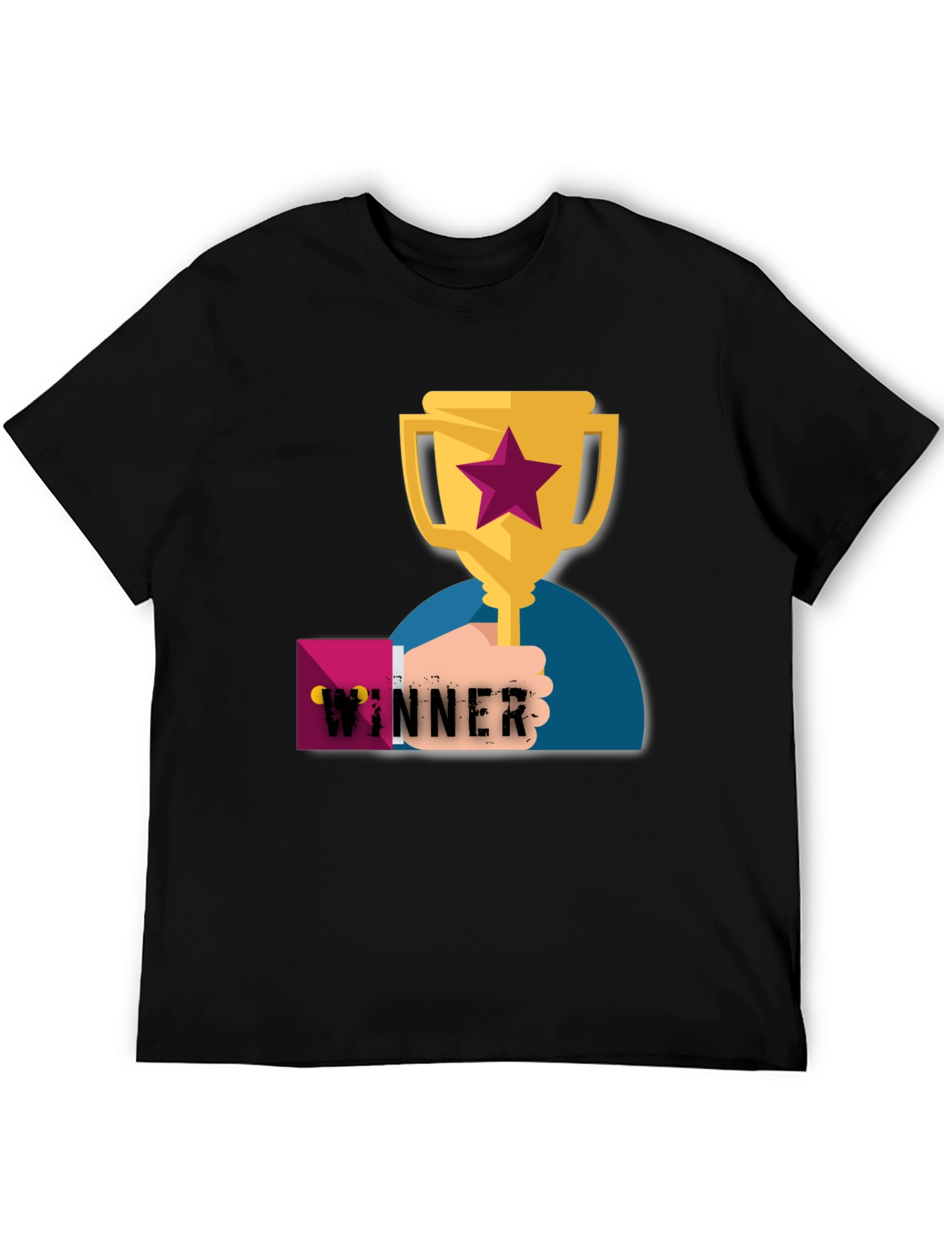 Black Winner Graphic Tee - Black Cotton T-Shirt view 5