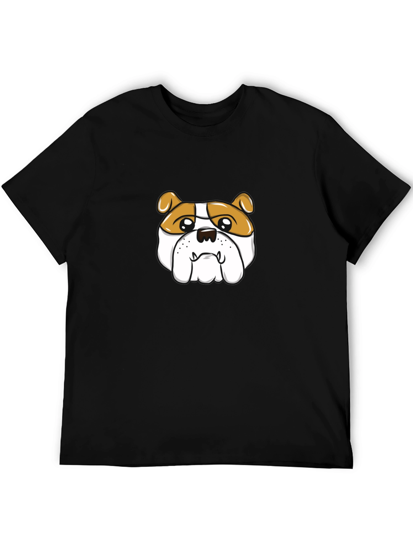 Black Bulldog Cartoon Graphic Tee - Black Cotton T-Shirt view 5