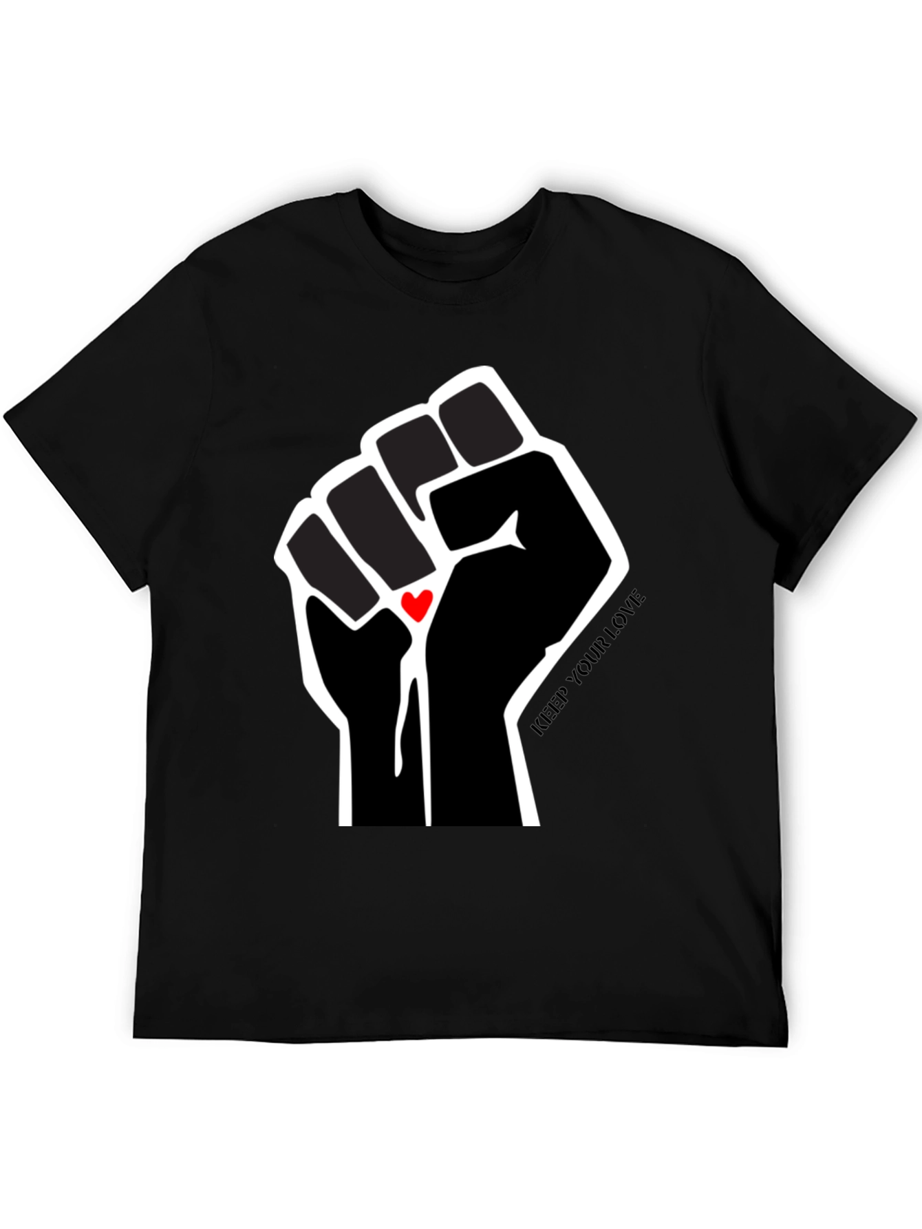 Black Keep Your Love Fist Graphic T-Shirt view 5