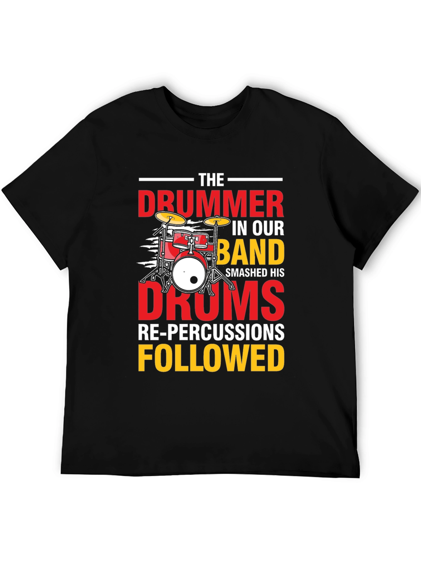 Black Drummer T-Shirt - Funny Band Re-Percussions Tee view 5