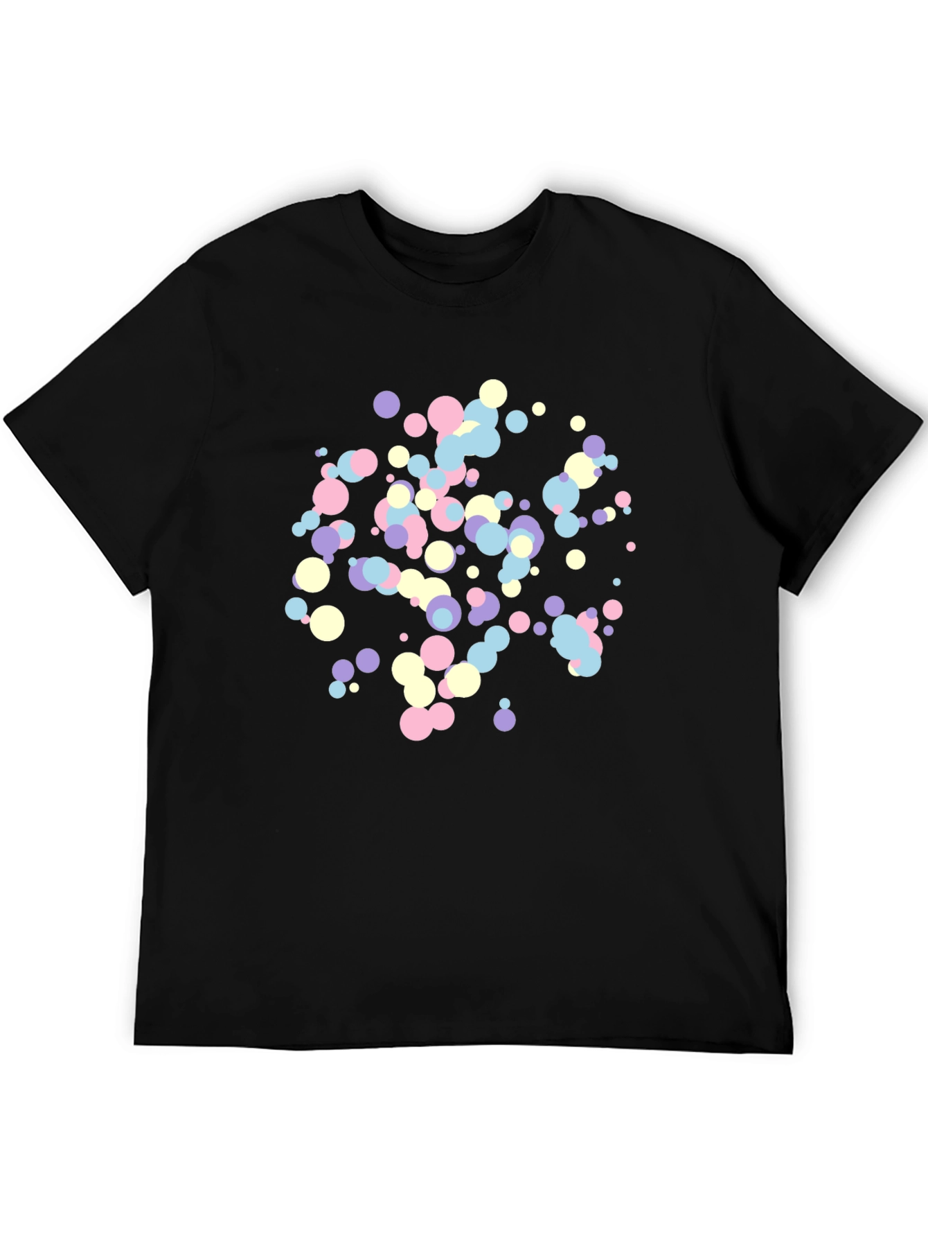 Black Colorful Dots Graphic Print Men's Black T-Shirt view 5