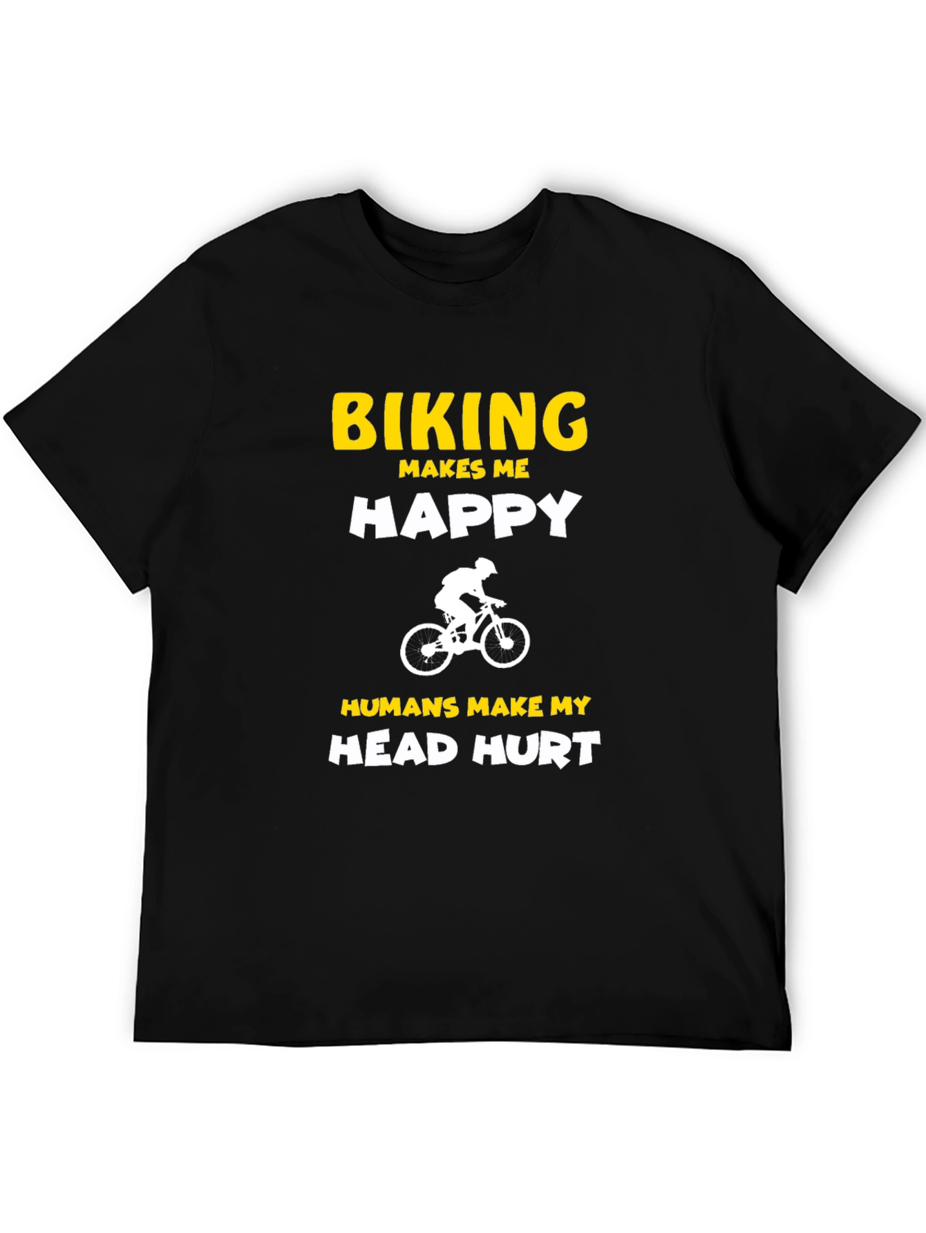 Black Biking Makes Me Happy Graphic Tee - Cycling Enthusiast T-Shirt view 5