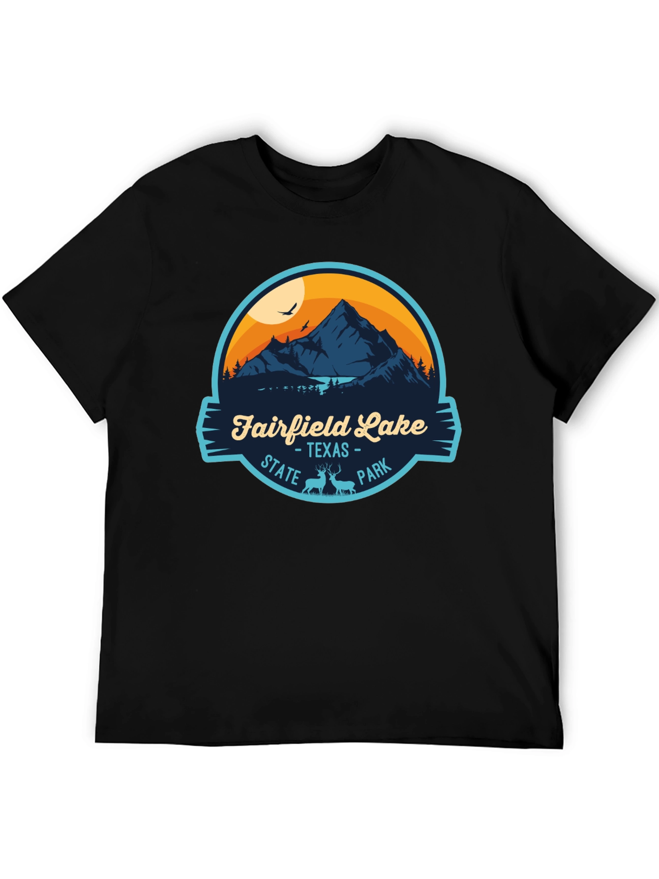 Black Fairfield Lake State Park Graphic T-Shirt view 5