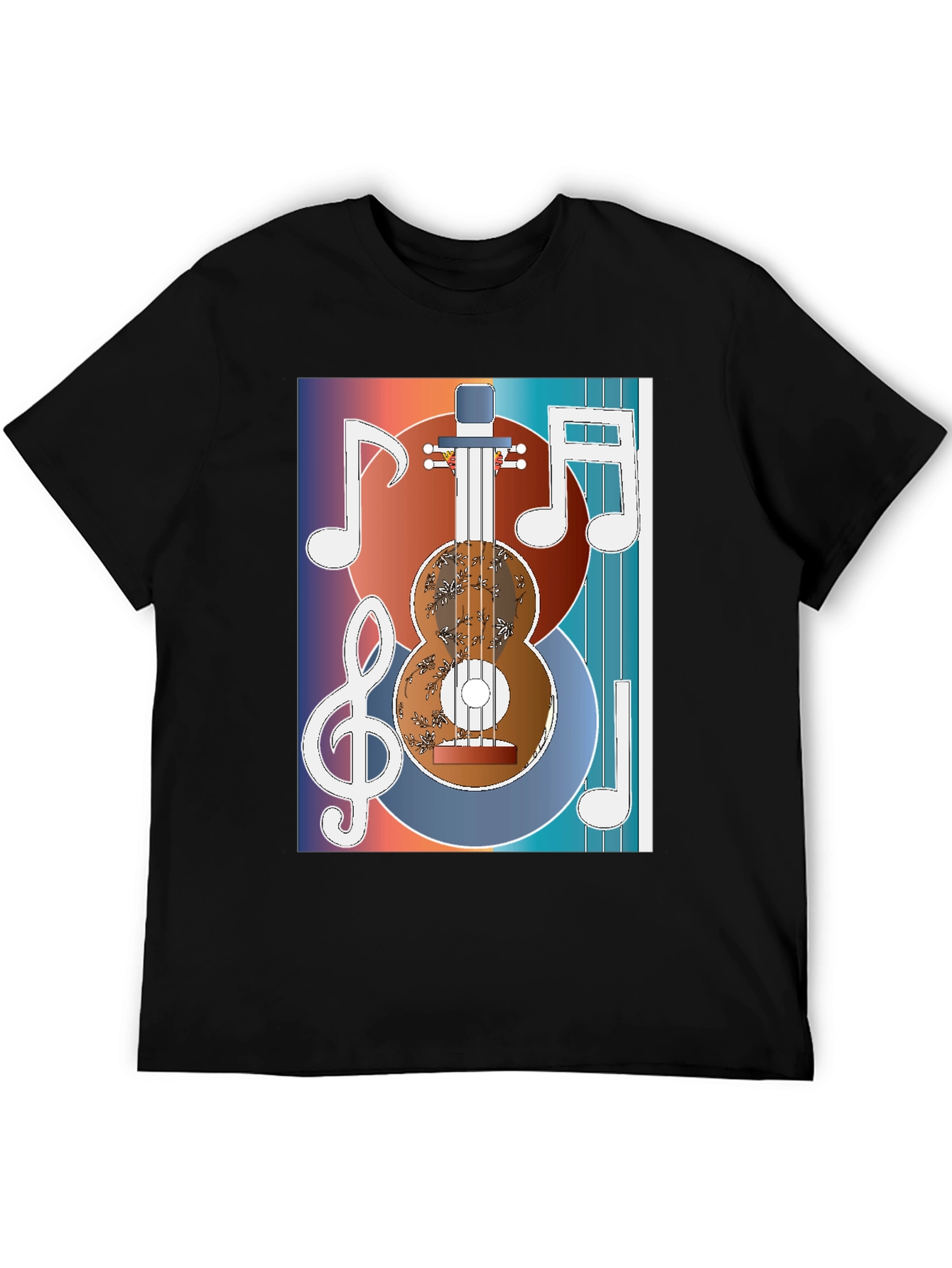 Black Guitar Music Graphic T-Shirt - Artistic Musician Tee view 5