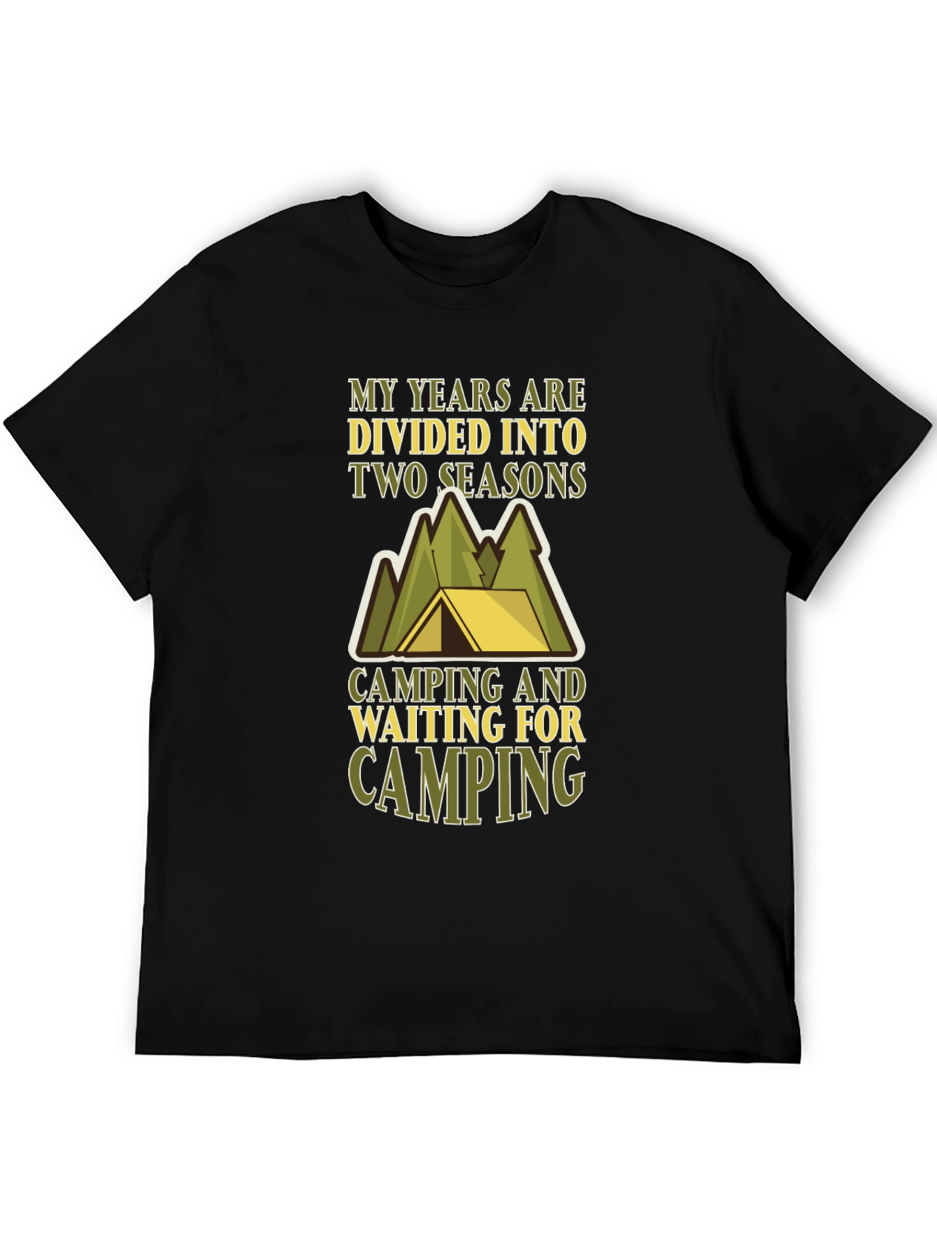 Black Camping Seasons T-Shirt - Funny Outdoor Tee view 5