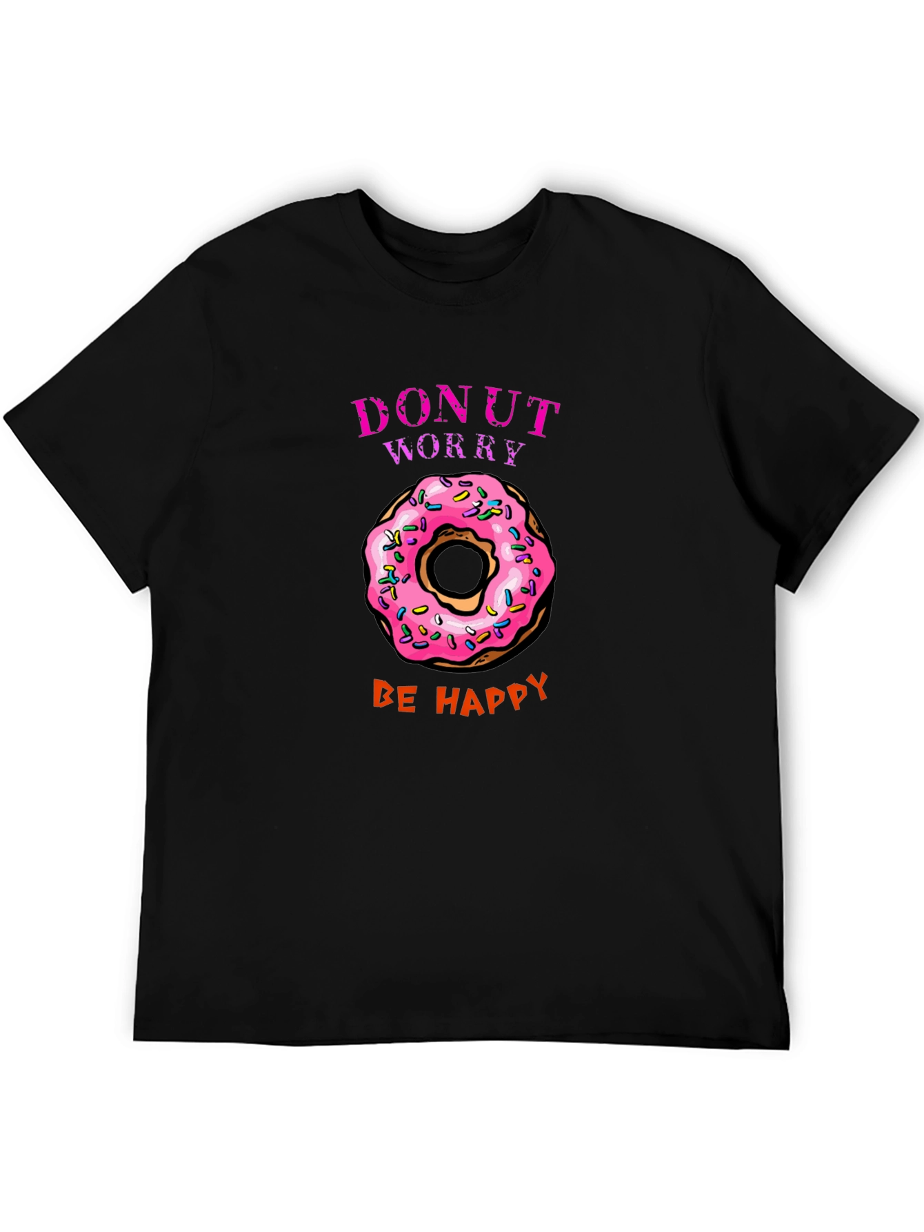 Black Donut Worry Be Happy Graphic Tee view 5