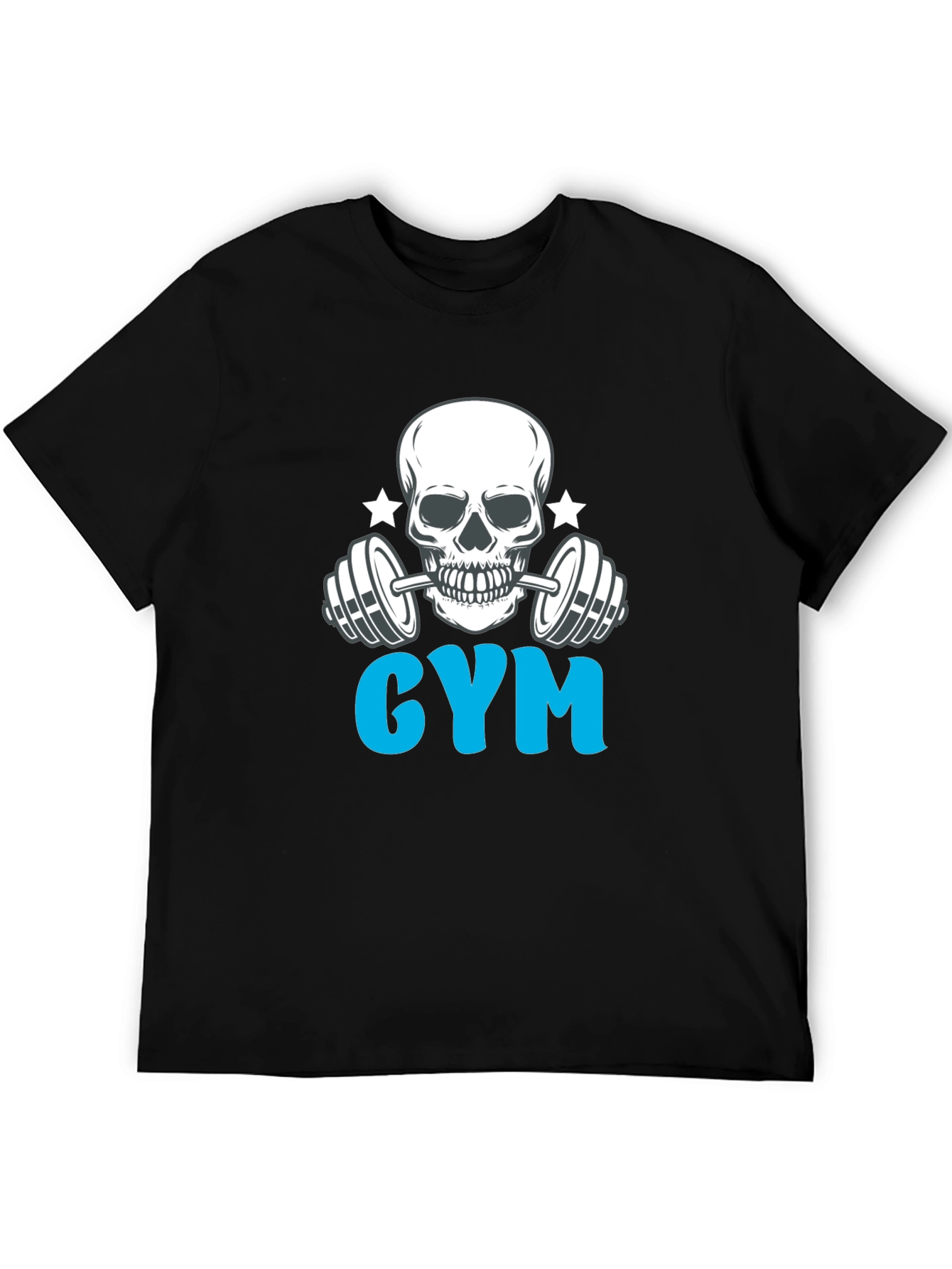 Black Gym Skull Graphic Black T-Shirt view 5