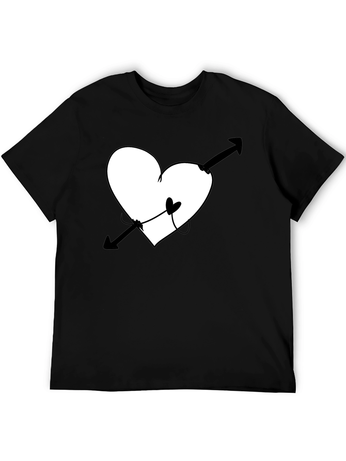 Black Heart Arrow Graphic Tee - Unisex Black T-Shirt view 5