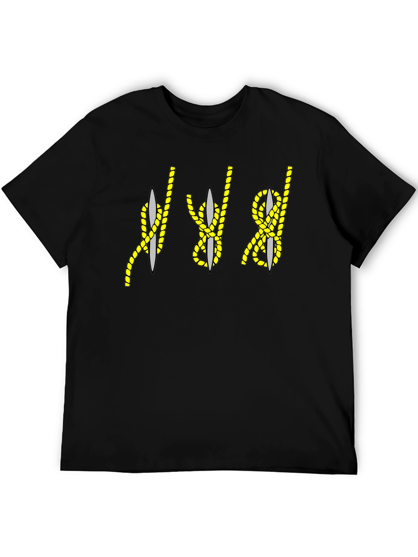 Black Rope Knot & Needle Graphic Tee - Black Cotton Blend view 5