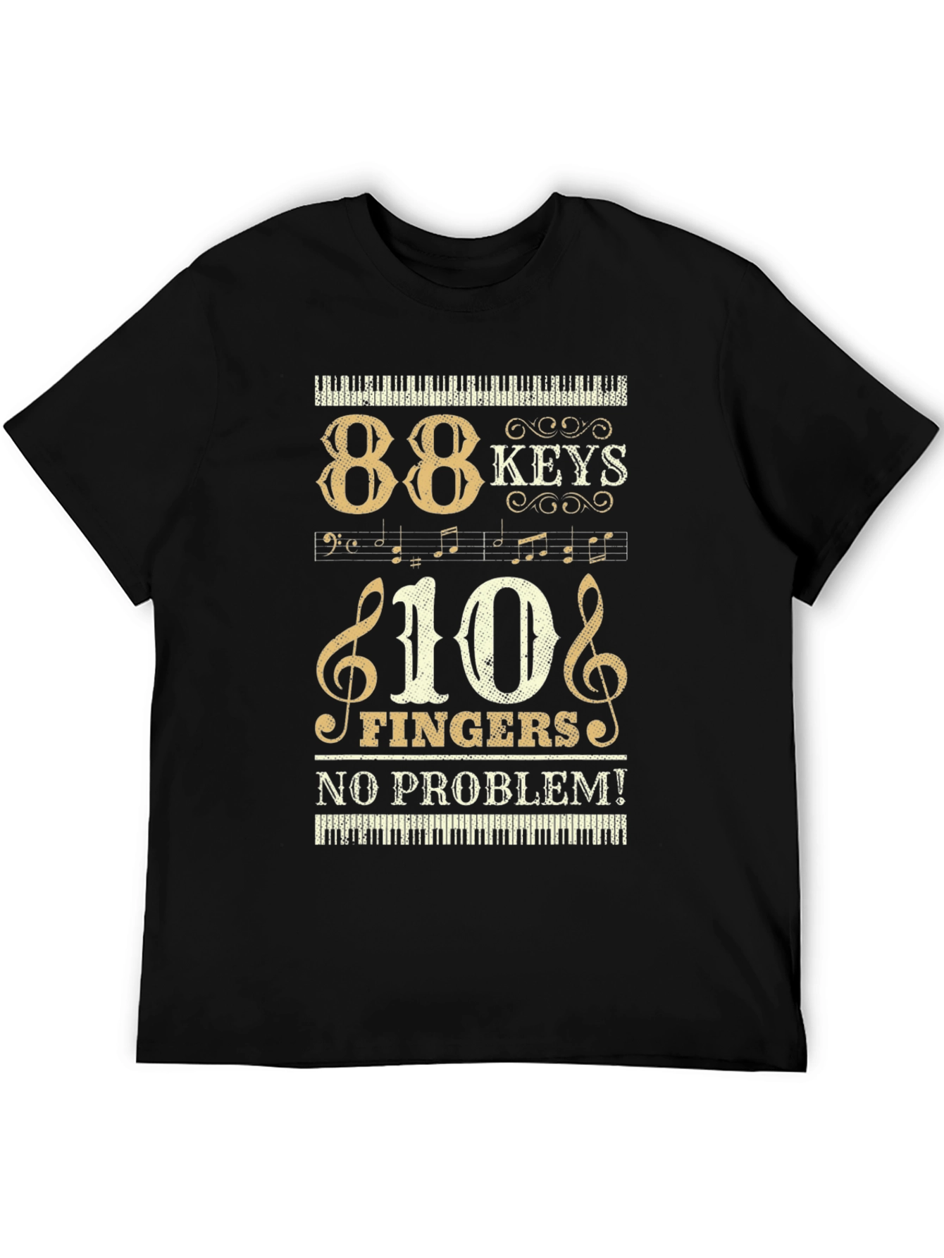 Black 88 Keys 10 Fingers Piano T-Shirt Musician Tee view 5