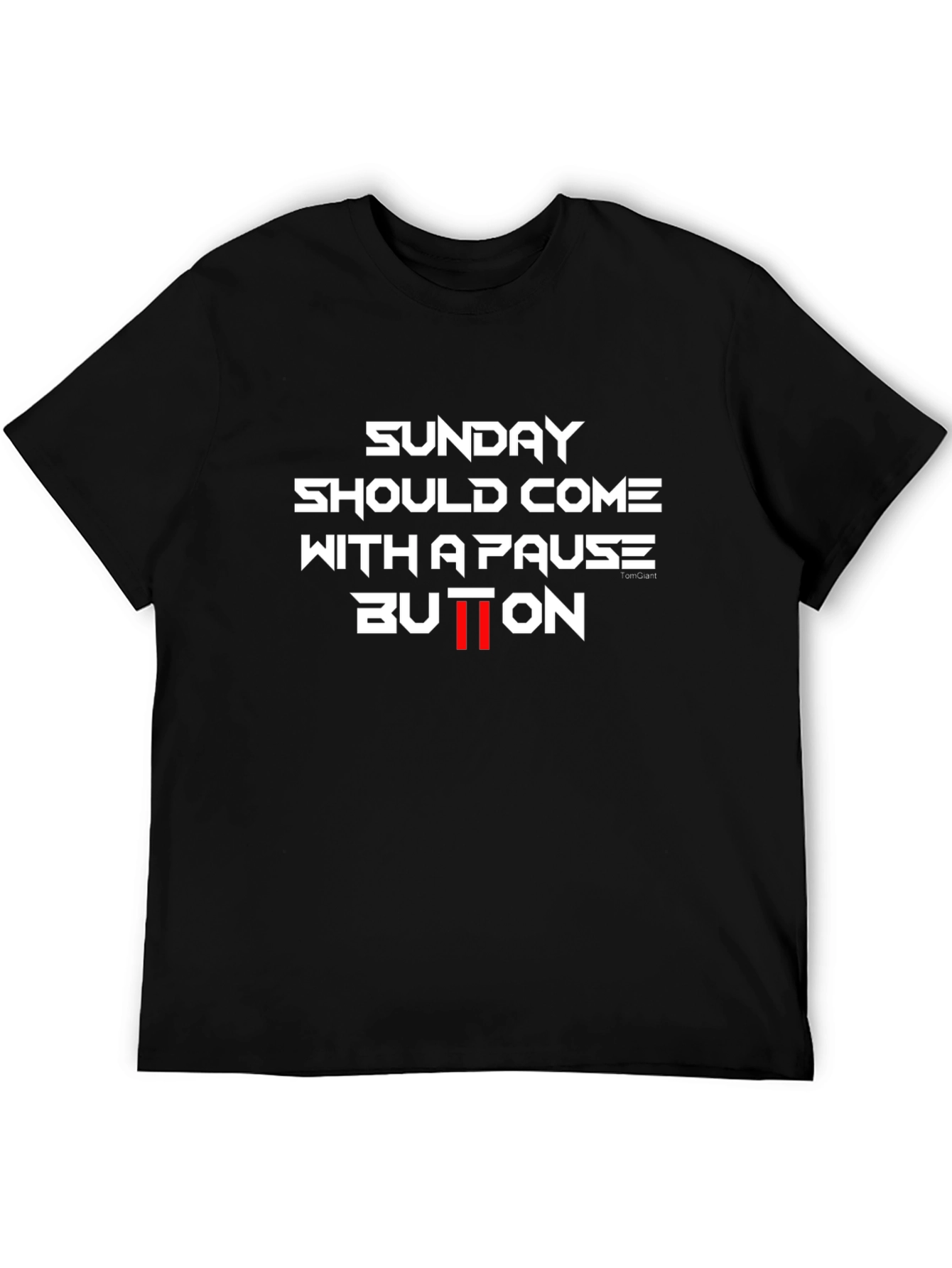 Black Funny 'Pause Button' Sunday T-Shirt view 5