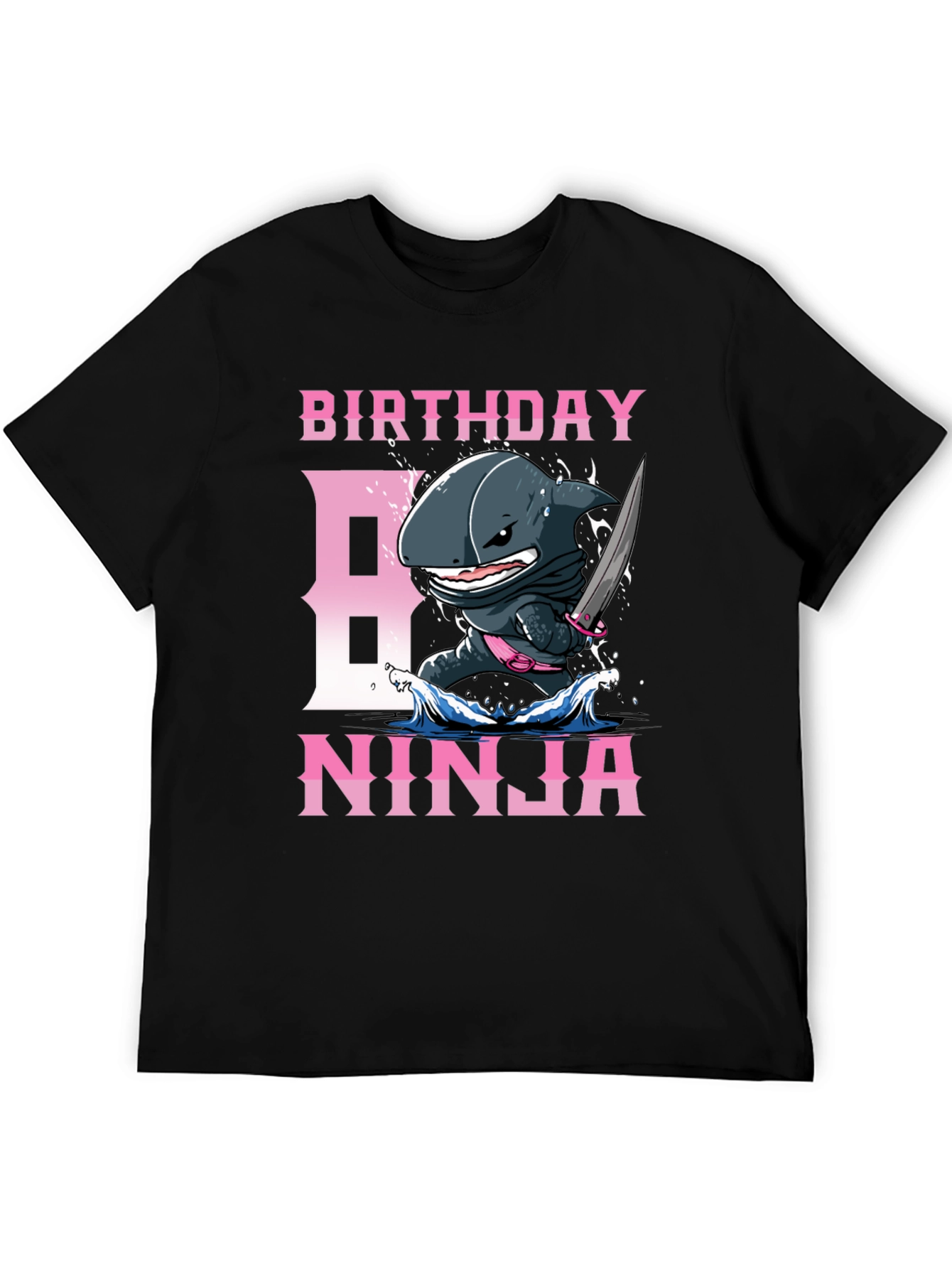 Black Birthday Ninja Shark T-Shirt view 5