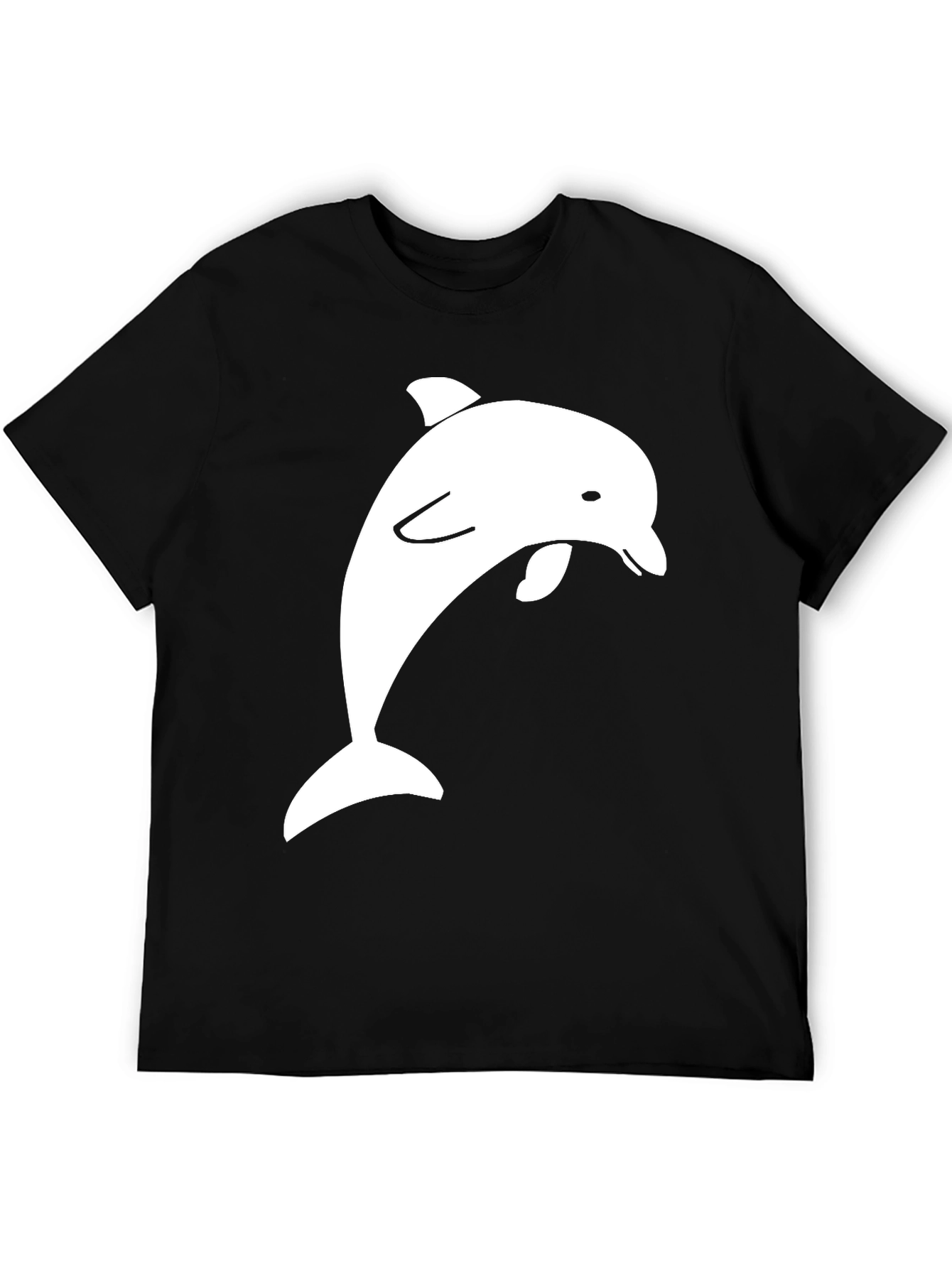 Black Cool Dolphin Graphic Black Tee - Men's Casual view 5