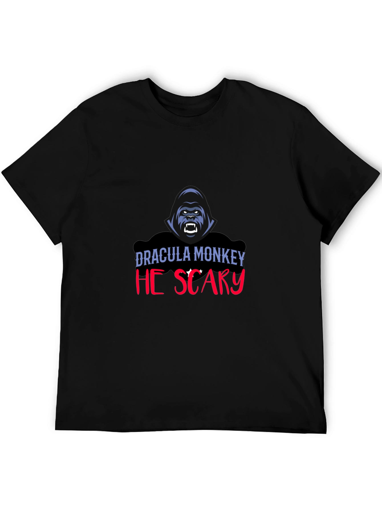 Black Dracula Monkey He Scary Graphic T-Shirt view 5