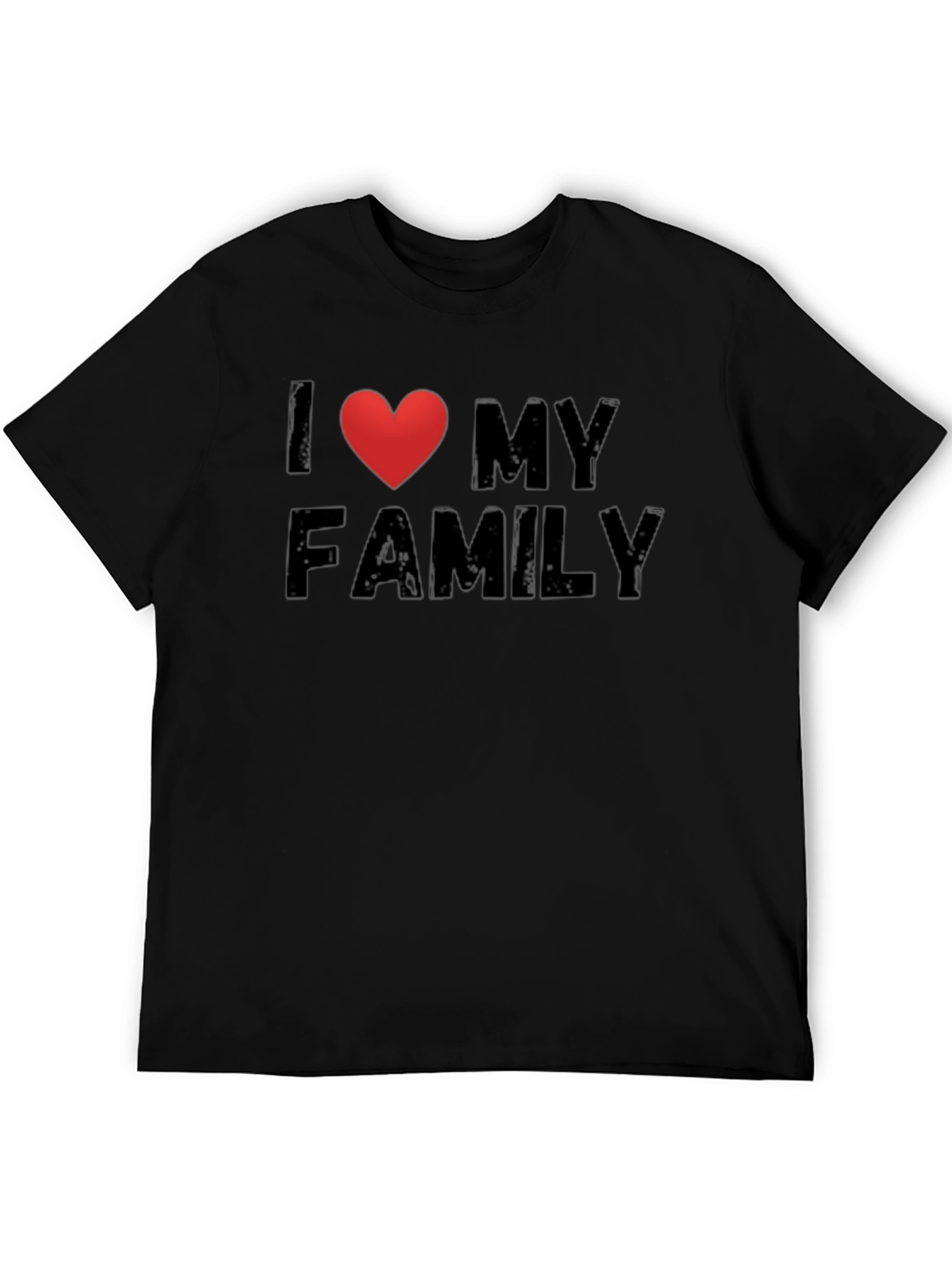 Black I Heart My Family Black Cotton T-Shirt view 5