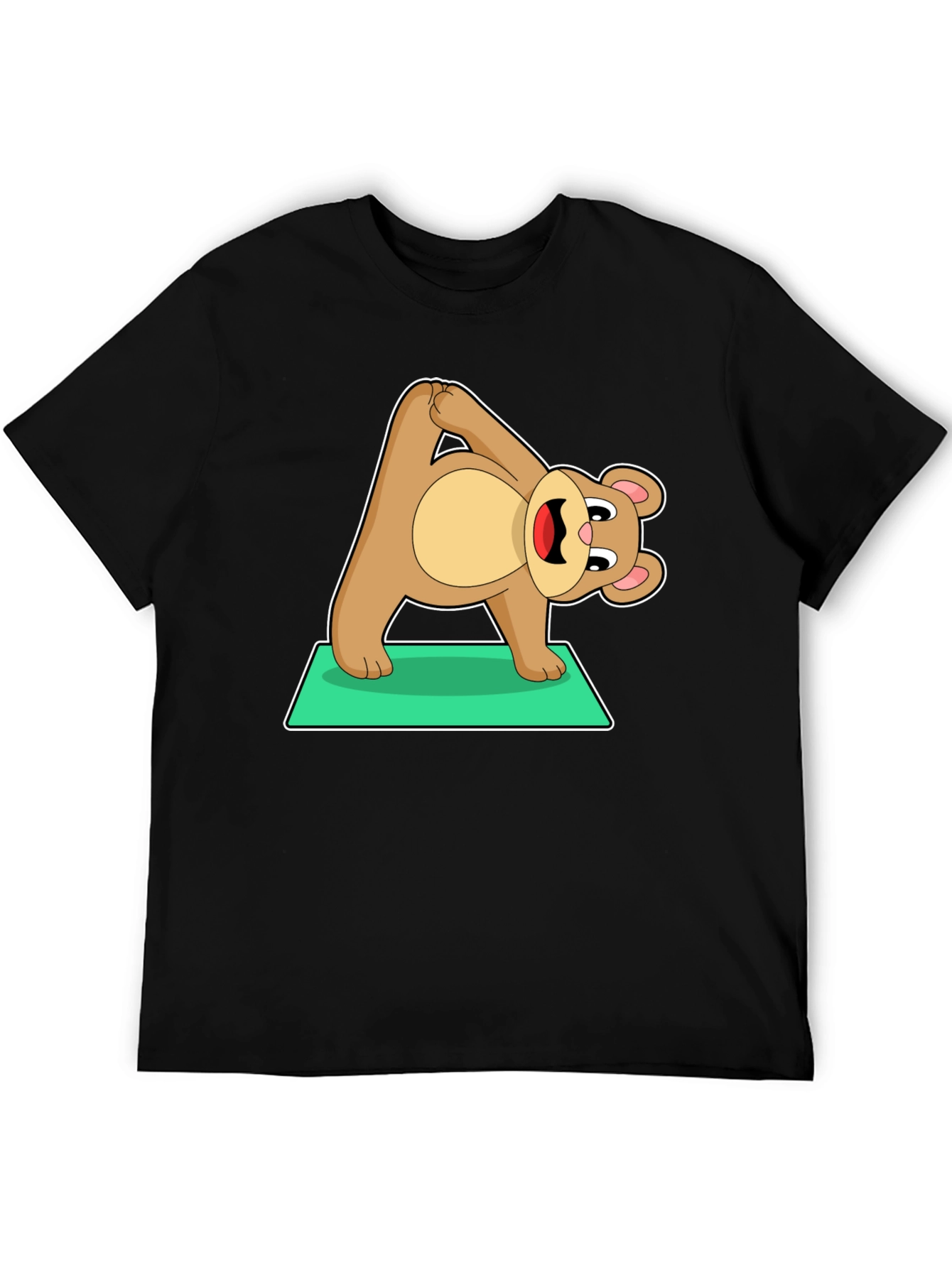 Black Yoga Bear Graphic Tee - Cute Exercise Cartoon Shirt view 5