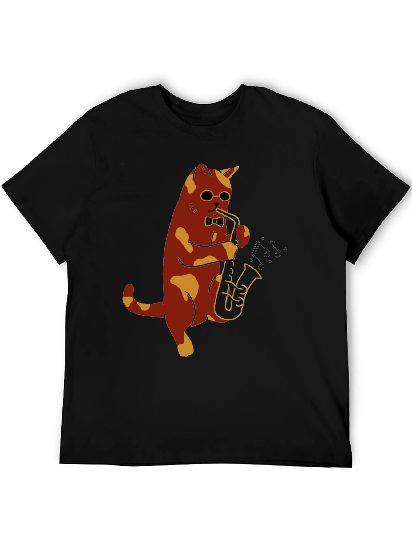 Black Cat Saxophone Player Graphic T-Shirt view 5