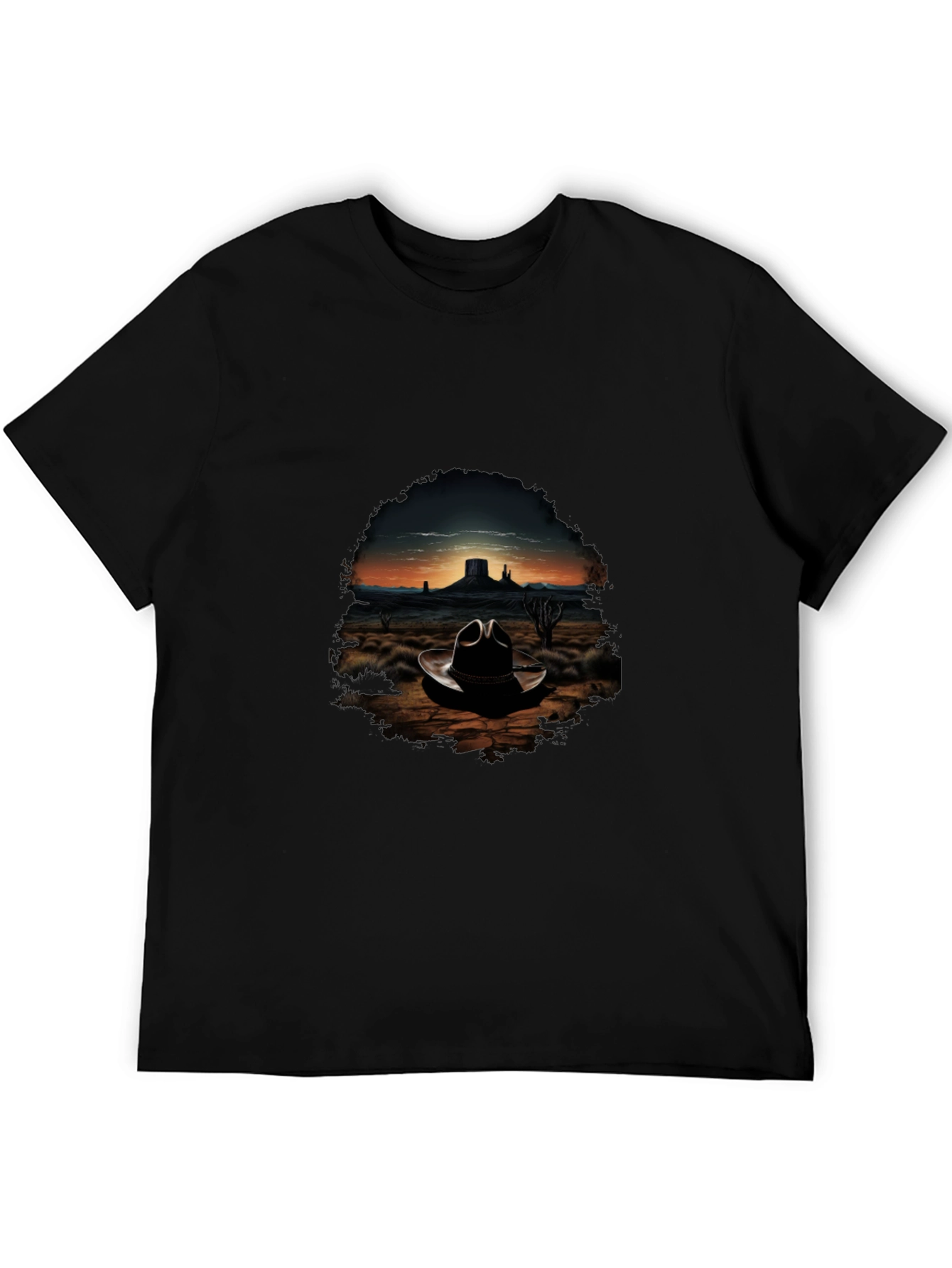 Black Desert Cowboy Hat T-Shirt - Western Graphic Tee view 5